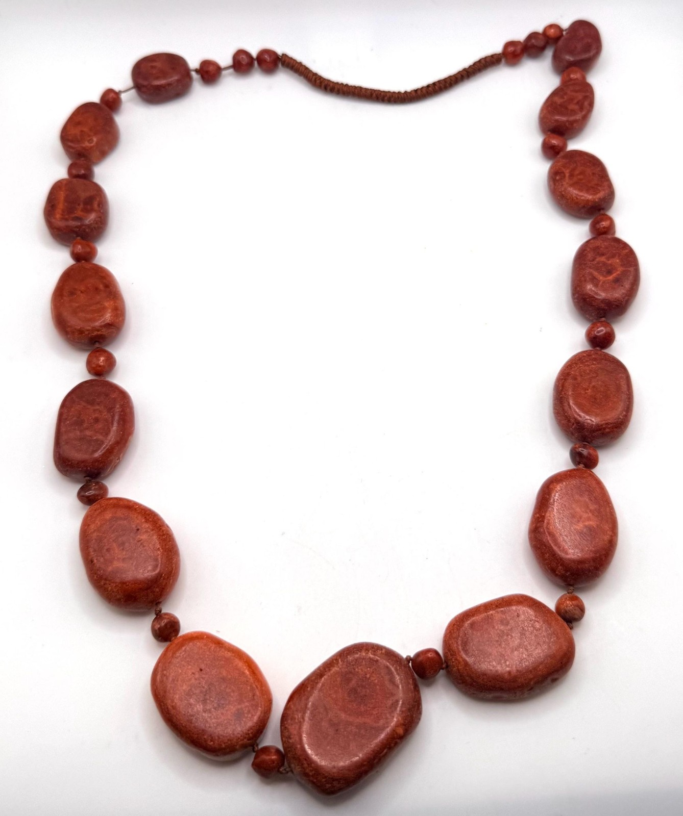 Vintage heavy large red sponge coral beaded necklace