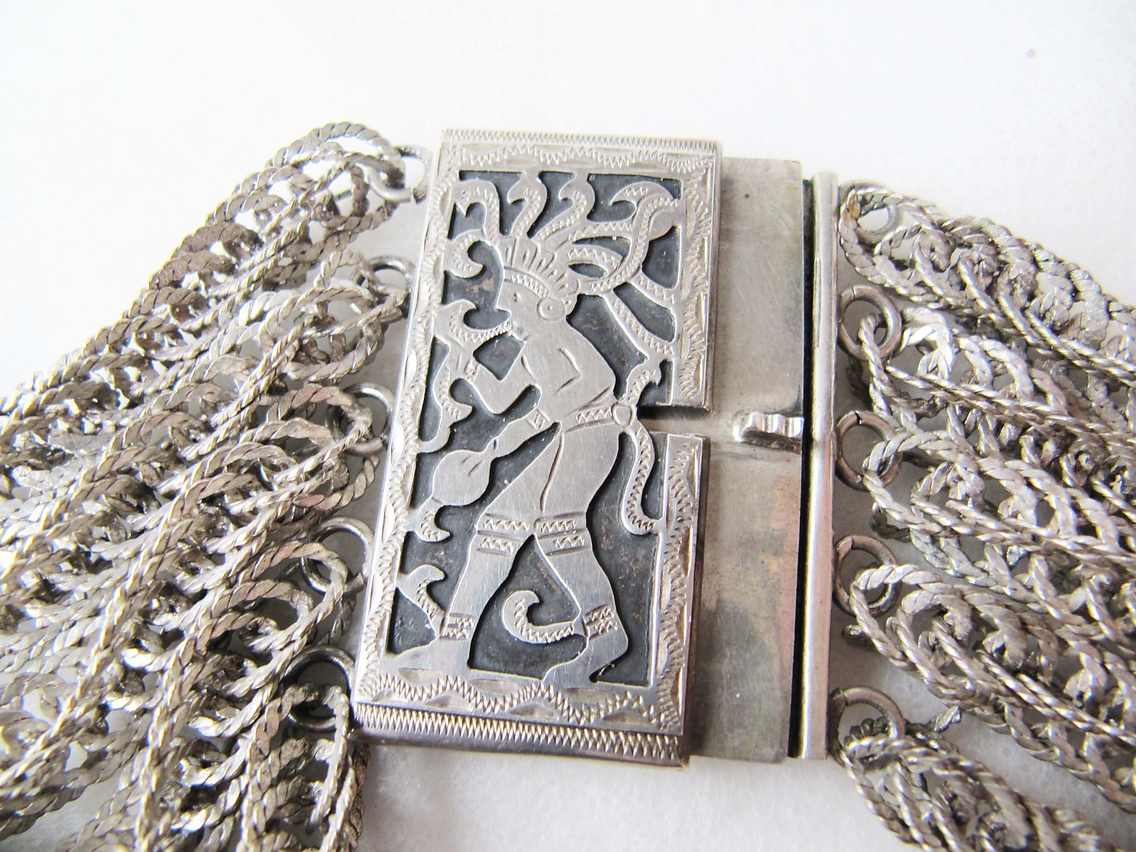 Guatemala .900 Silver Five-Strand Choker Necklace Vintage 5.21 Toz