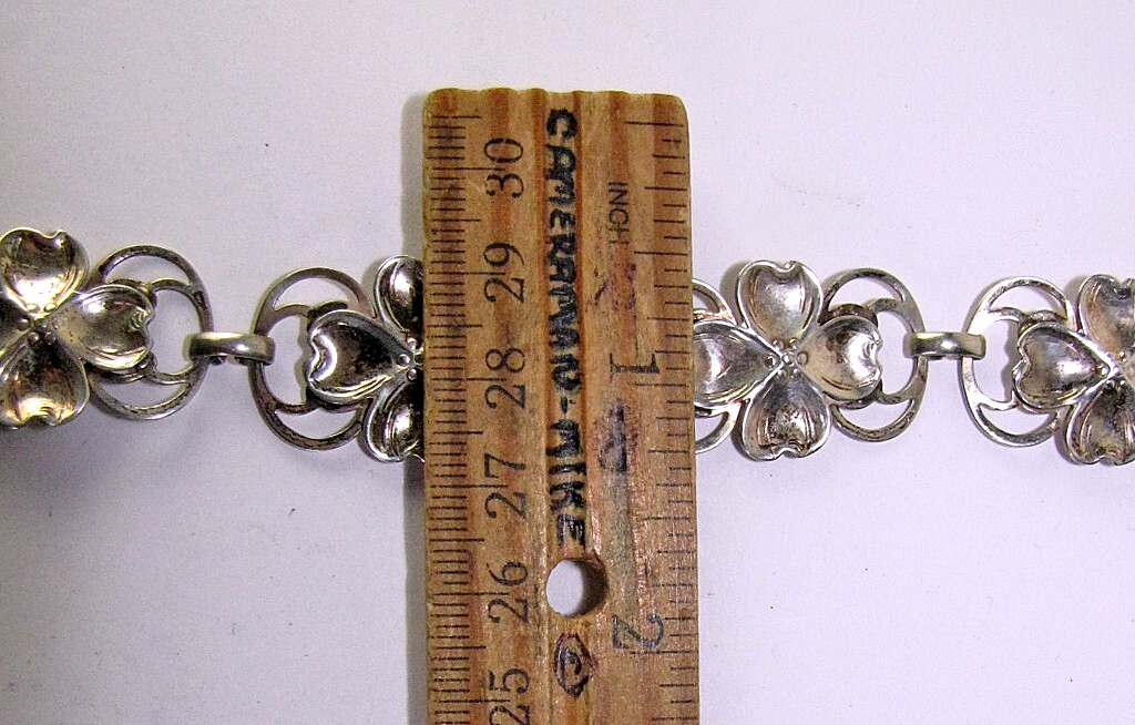 Vintage Dogwood Tree Flower Bracelet Sterling Silver Panels Small 5.5″Chain NYE?