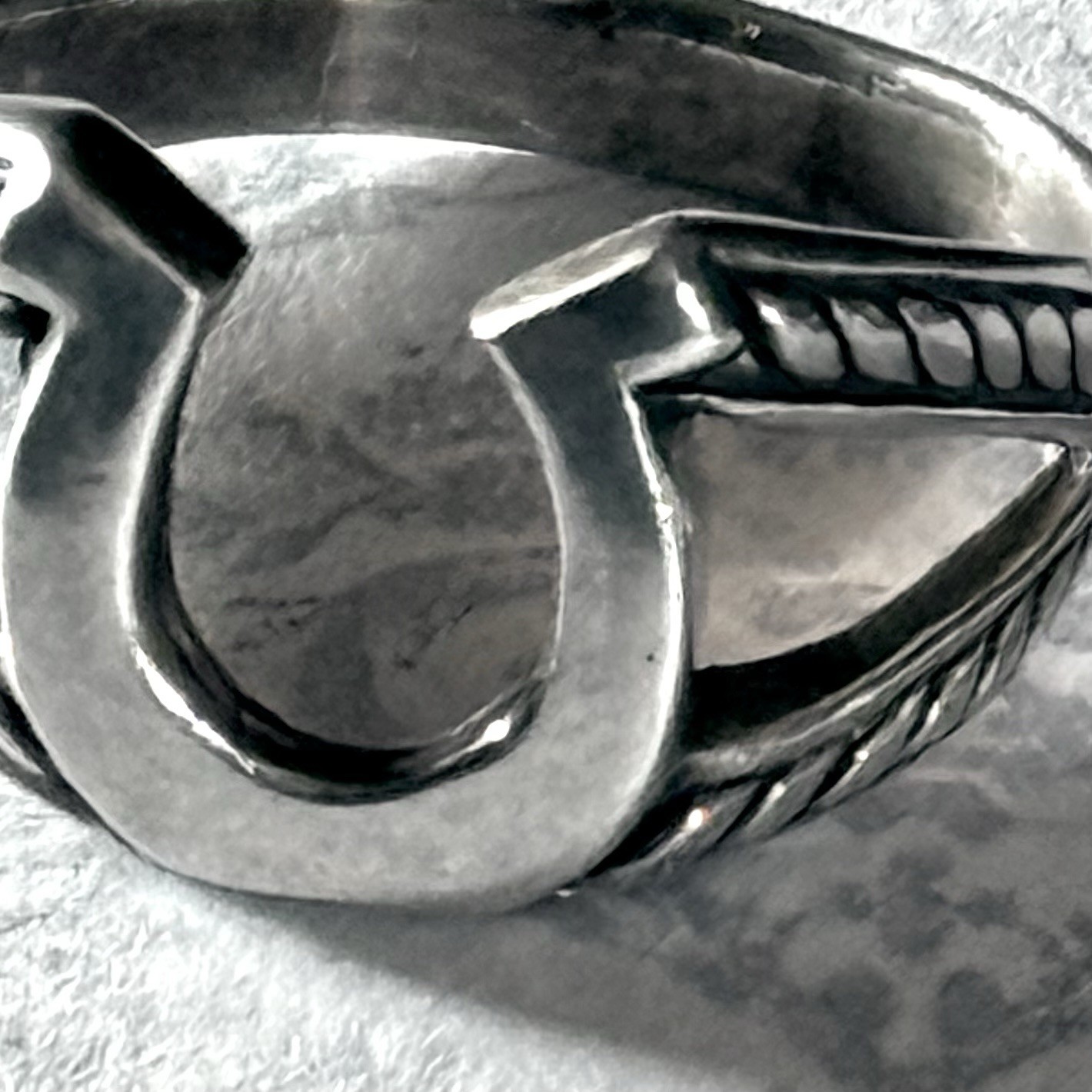 Horseshoe Ring Size 14 Sterling Silver Braided Western Rope Country Mens Gift