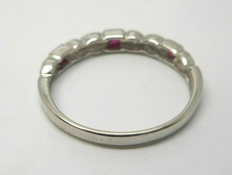 1/2CTW Red Princess Cut CZ Art Deco Antique Style Wedding Band 925 Silver Ring