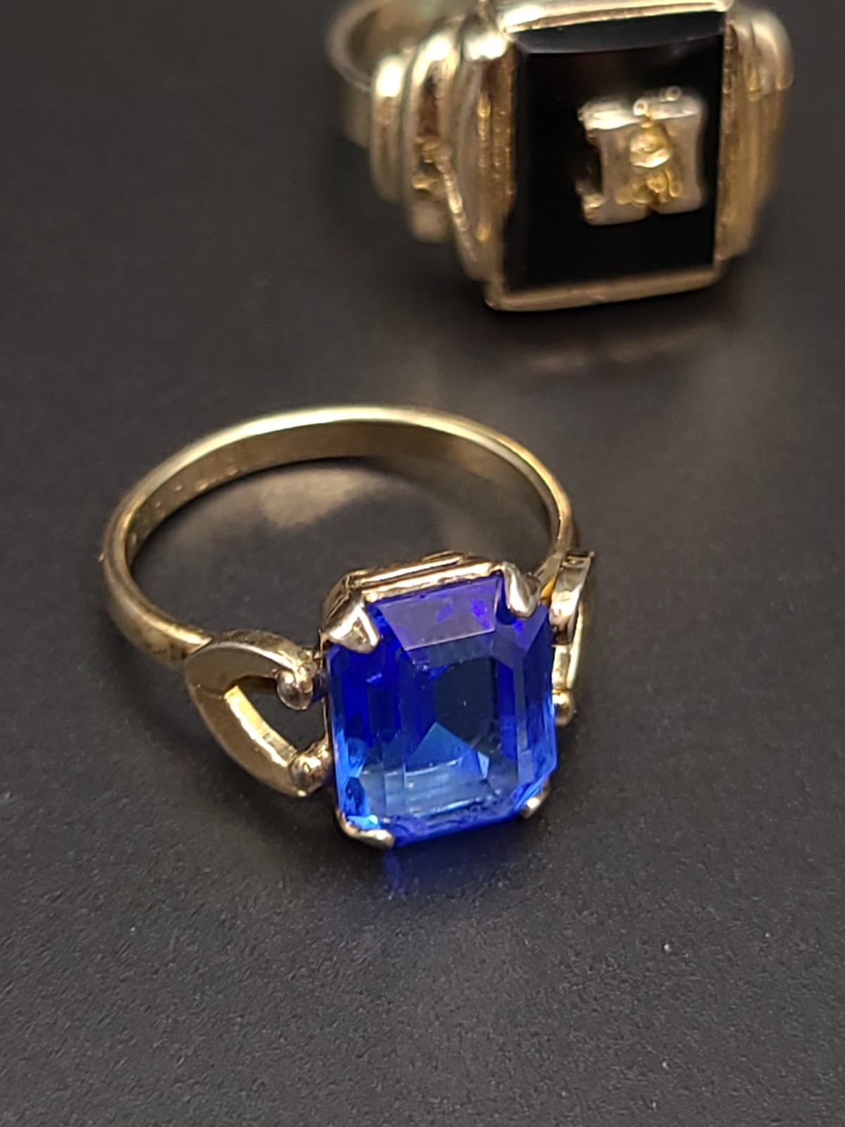 Vintage Gold Electroplate Uncas Cocktail Ring Lot Glass Stone Sz 4.75-7