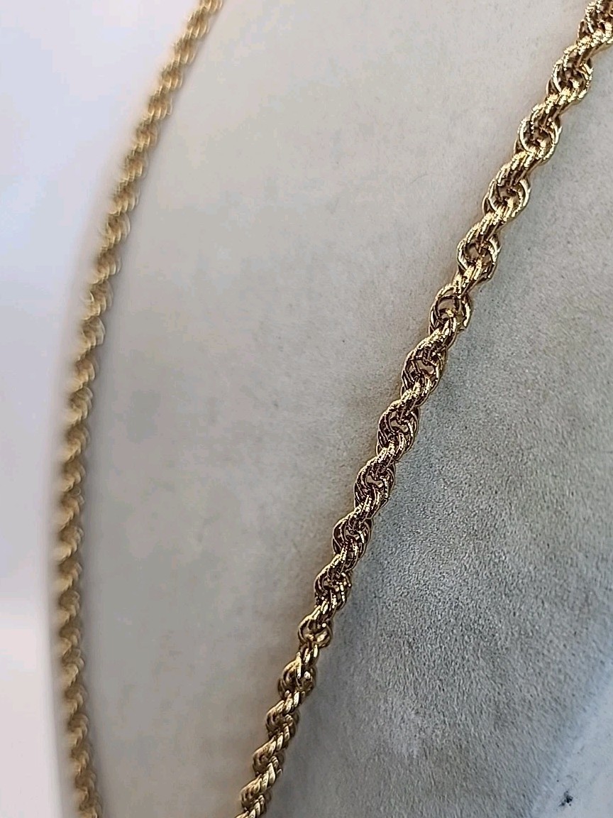 Vintage Monet Gold-Tone Twisted Rope Necklace 28″ Heavy Thick