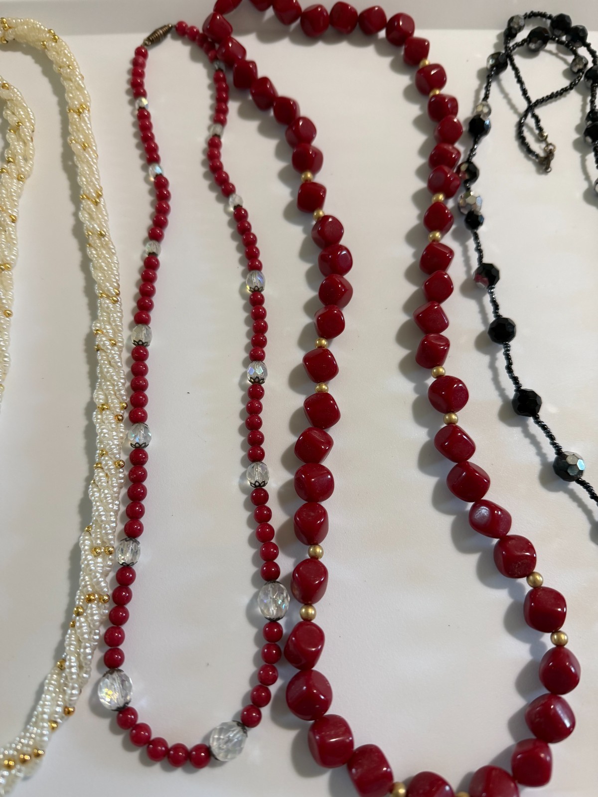 Vintage Lot of 7 Necklaces Beads Faux Pearls Swarovski Plastic Retro