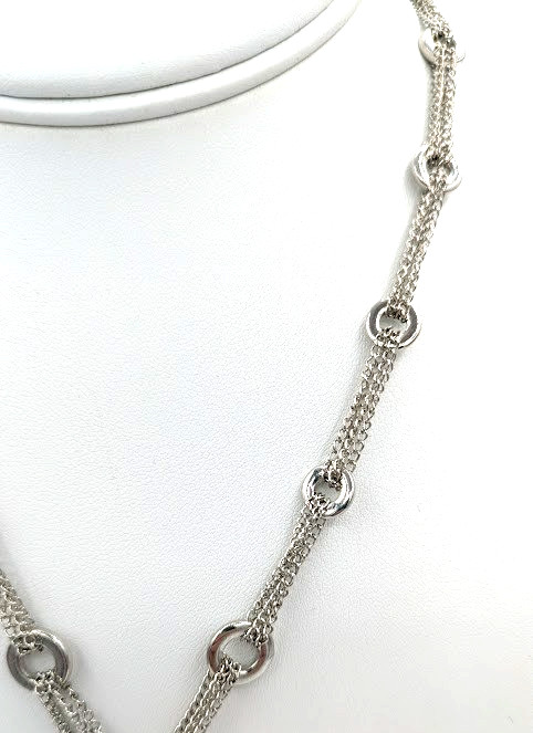 Vintage BIJOUX TERNER Necklace Earring Set Silver Tone Lariat Rhinestone