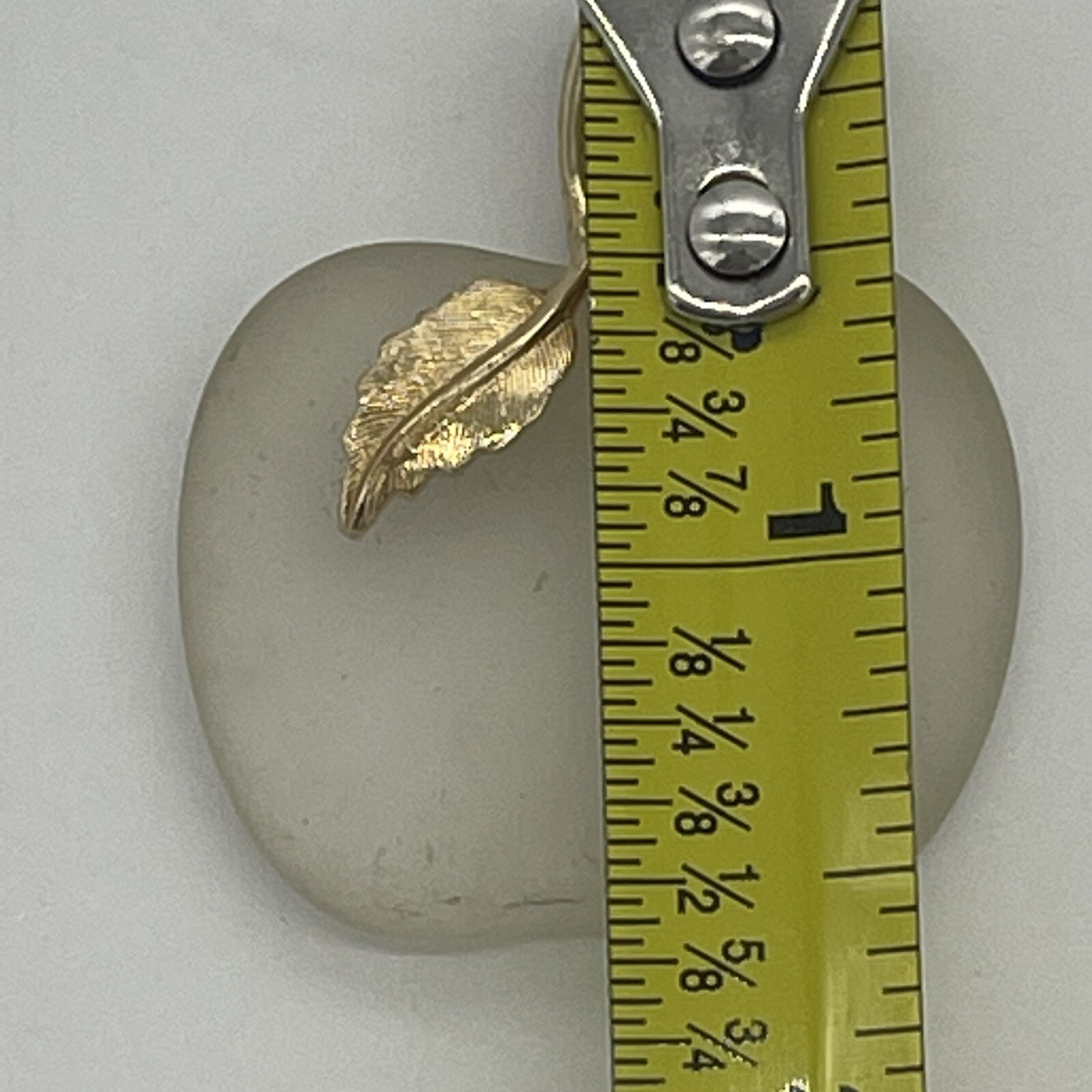 Vintage Avon Frosted Glass Gold Tone Apple Necklace Pendant Only Teacher Gift
