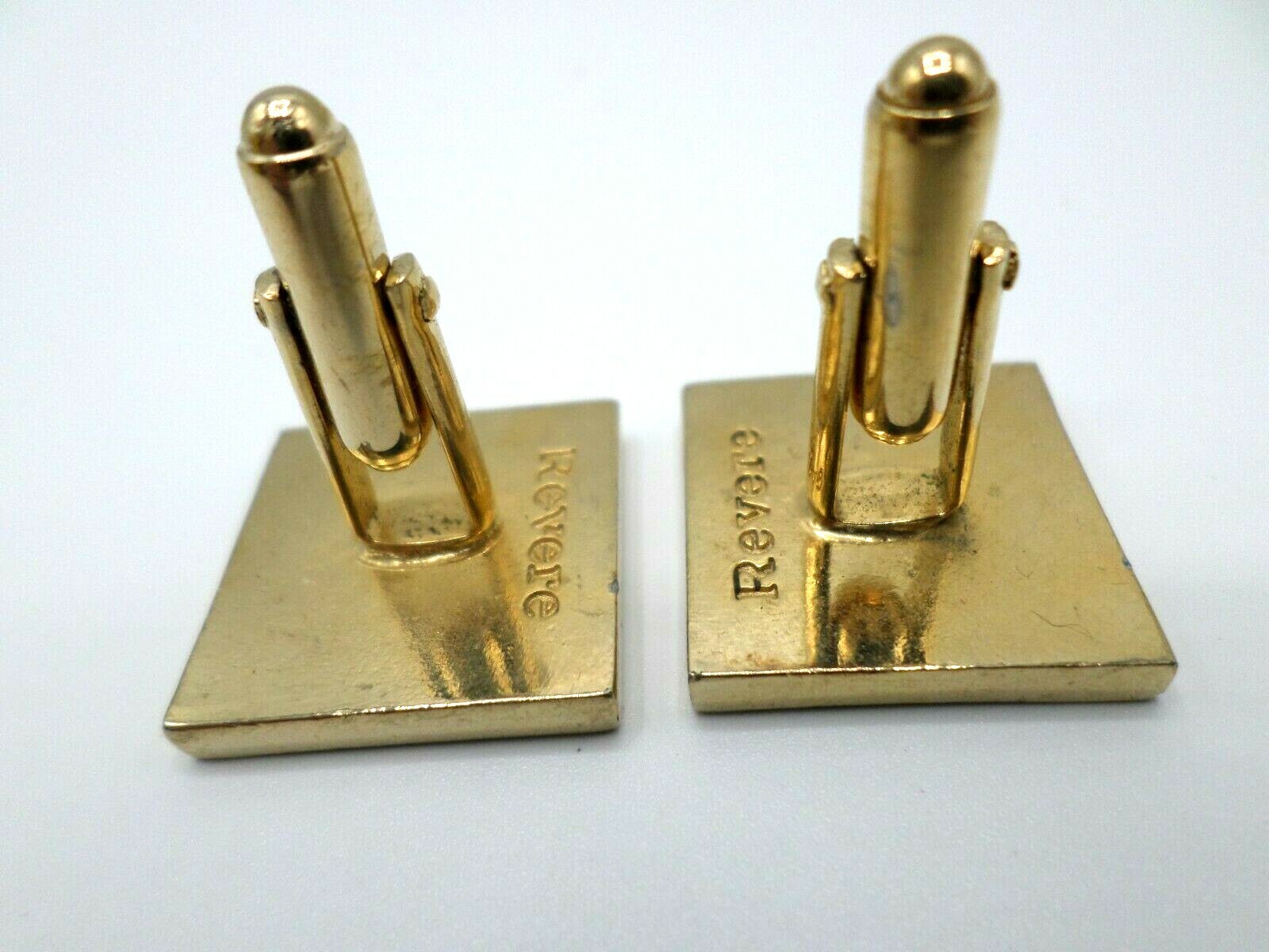 Paul Revere Gold Tone Cuff Links Square Black Background Matte