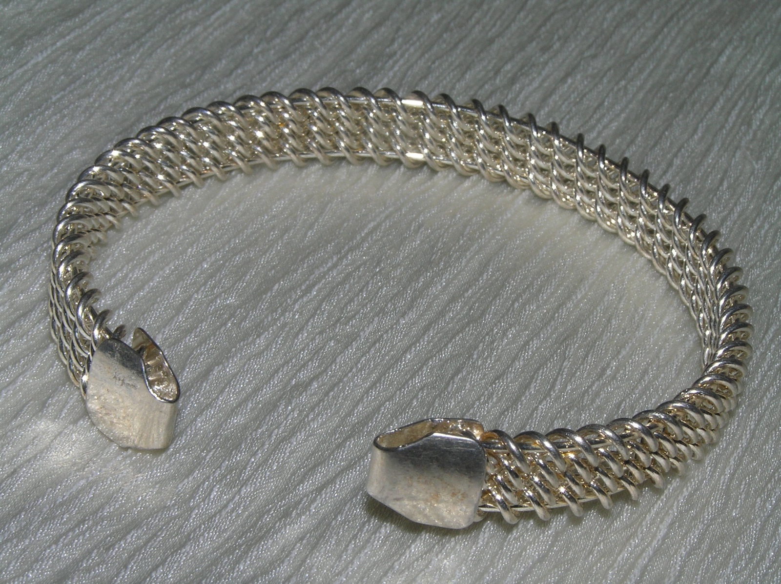 Estate Slightly Flexible Silvertone Mesh Cuff Bangle Bracelet – 2 and 3/8th’s in
