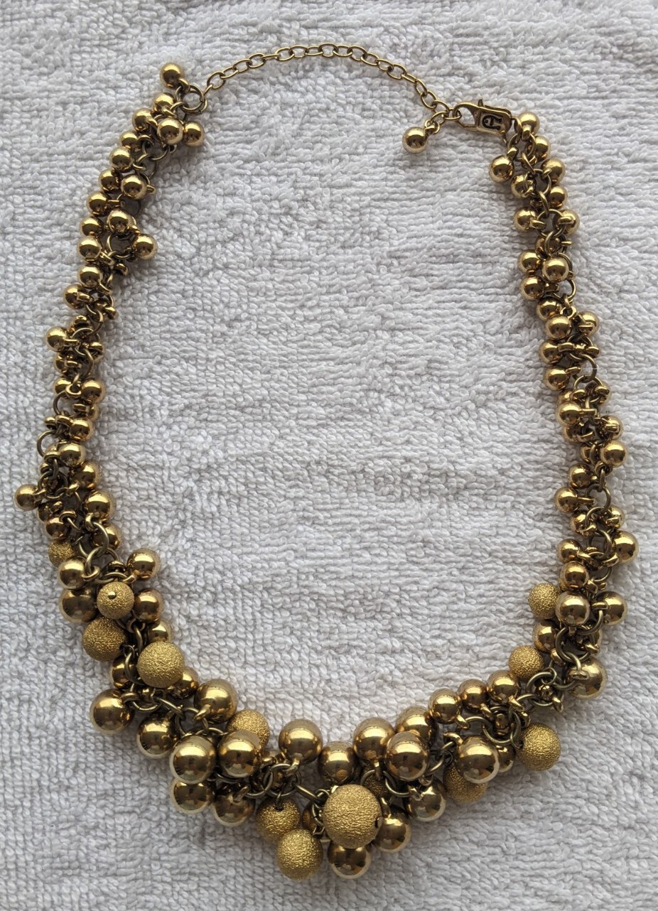 Aigner Necklace Gold Colored Metal Multiple Beads Balls aug22