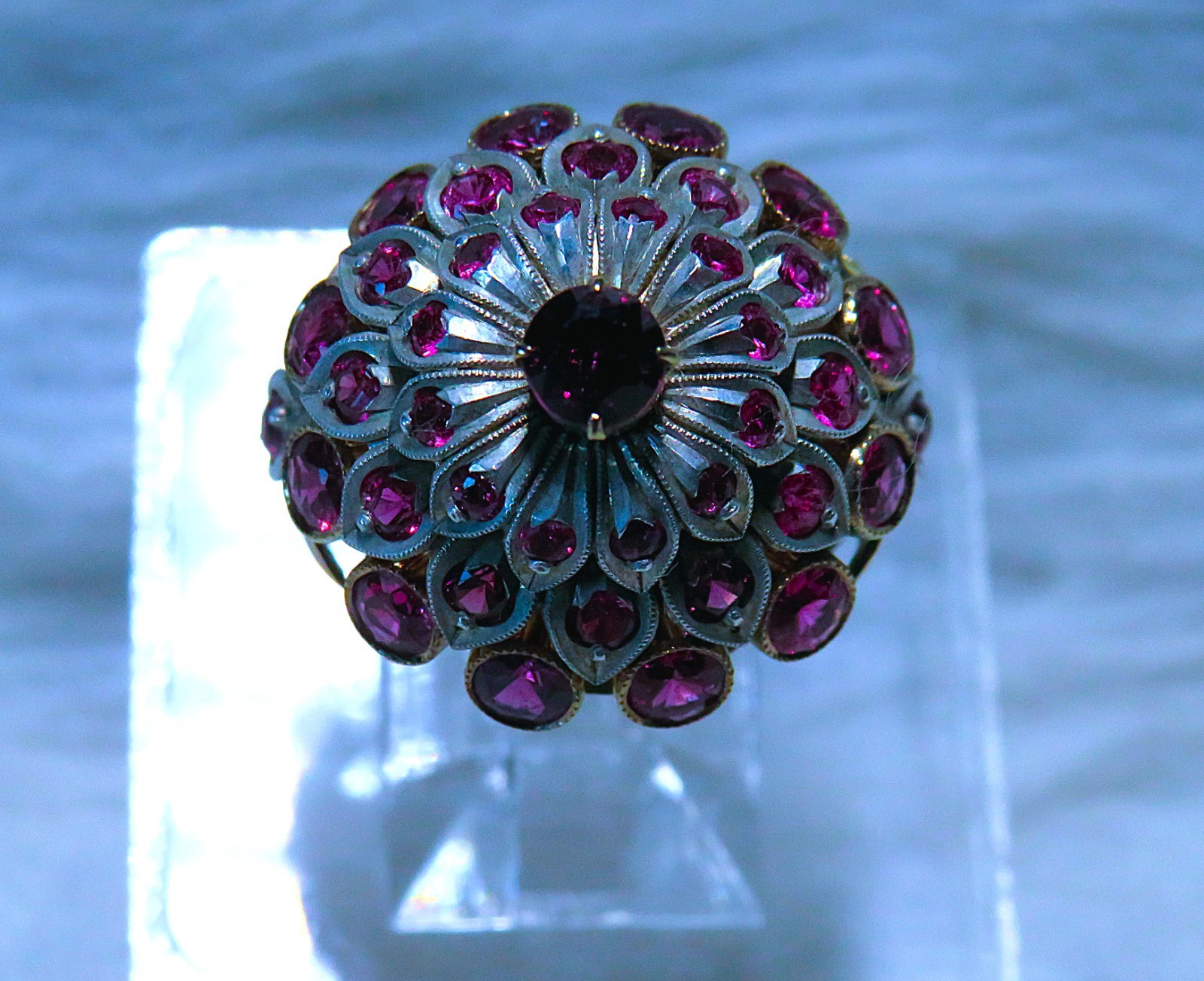 60’s 10K gold (mark 18K) Dark Pink Sapphire Thai Princess Ring sz.6-1/4