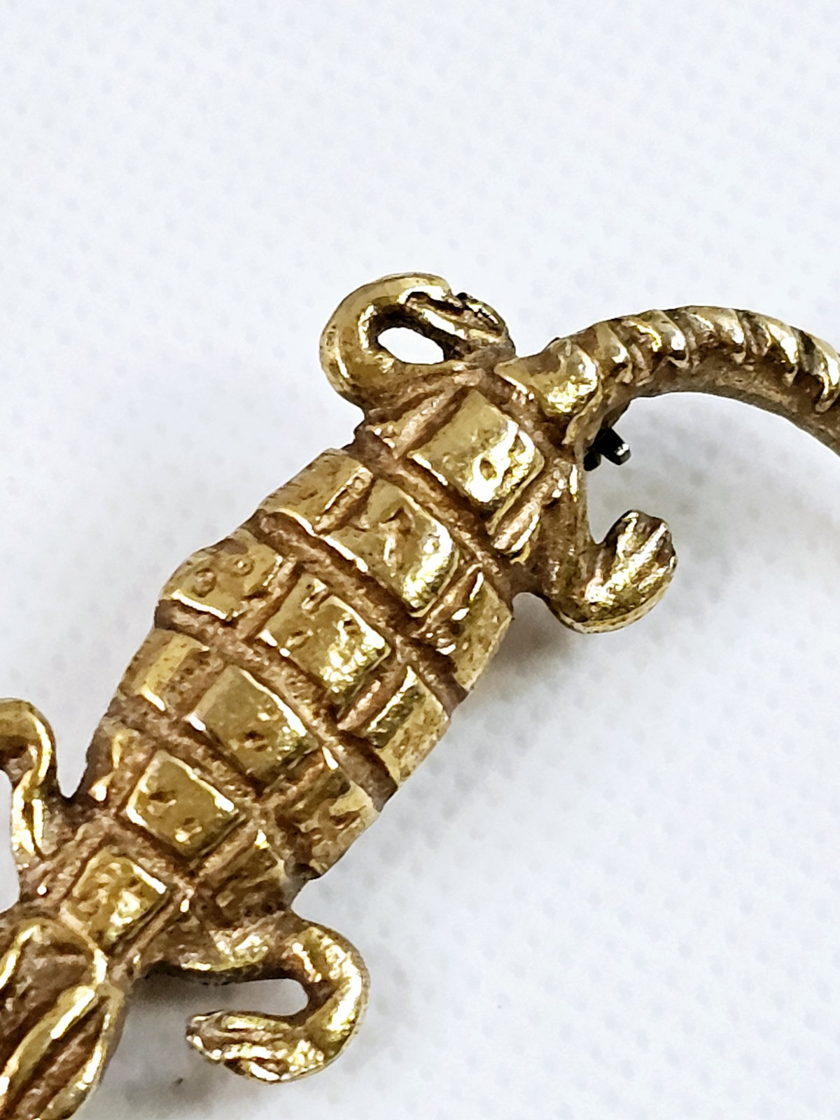 Alva Studios Crocodile Alligator Gold Tone Brooch Pin Vtg Signed 2 3/8″