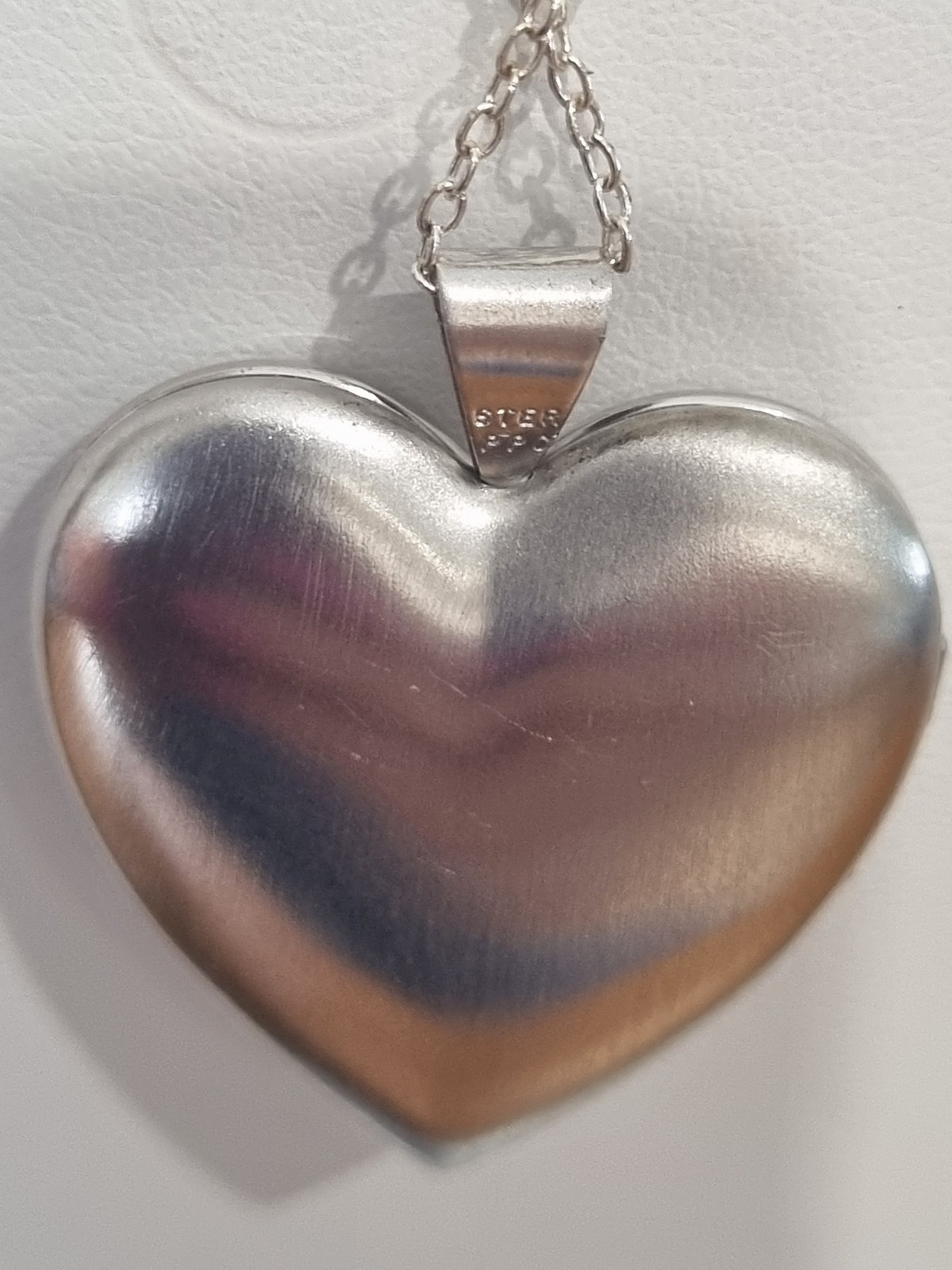 Vintage Sterling Silver Large Heart Rare 4 Photo Locket Chain USA made See Video