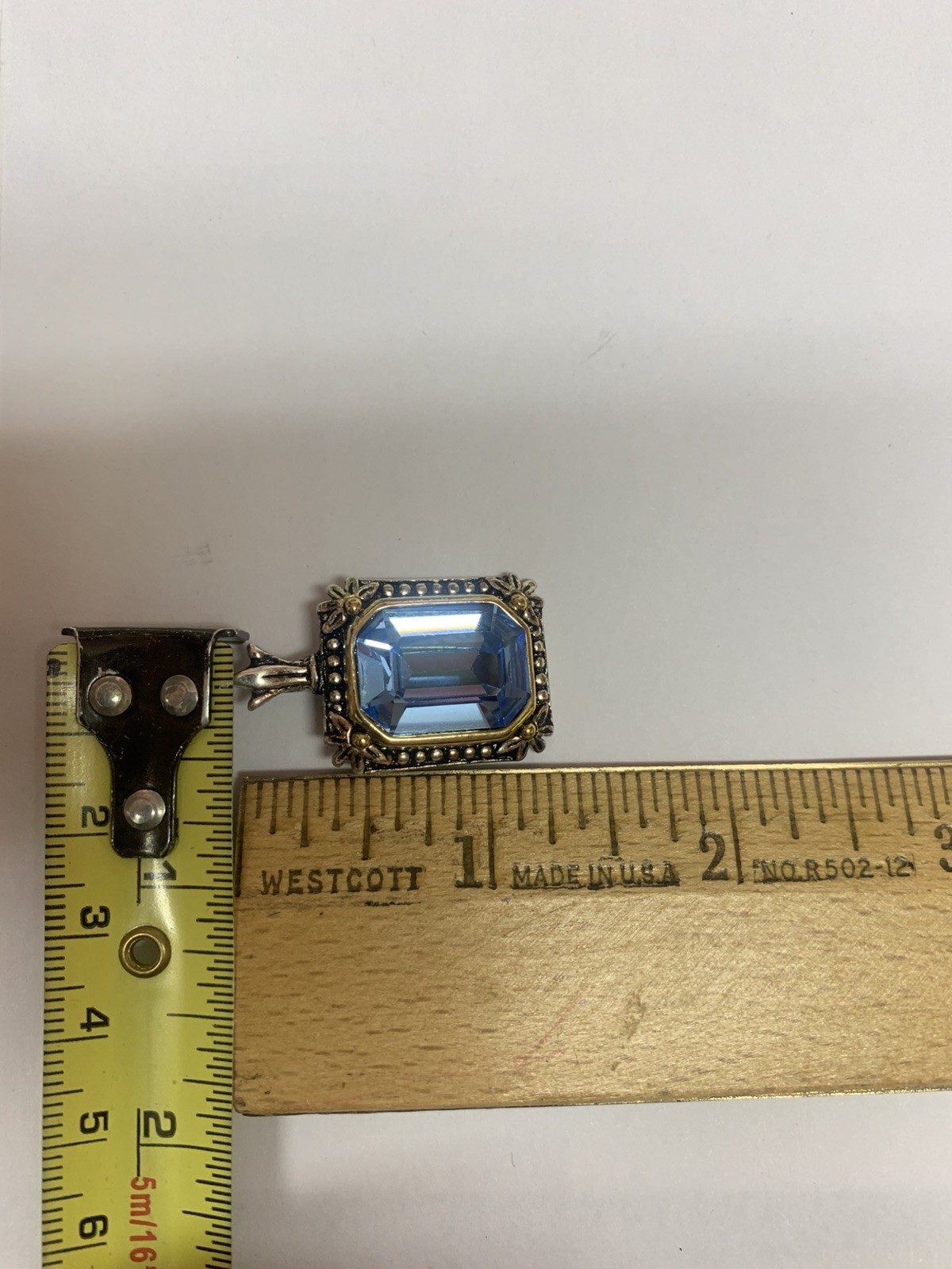 VTG Art Deco blue glass stone ??? (no idea) pendant no necklace beautiful!!!