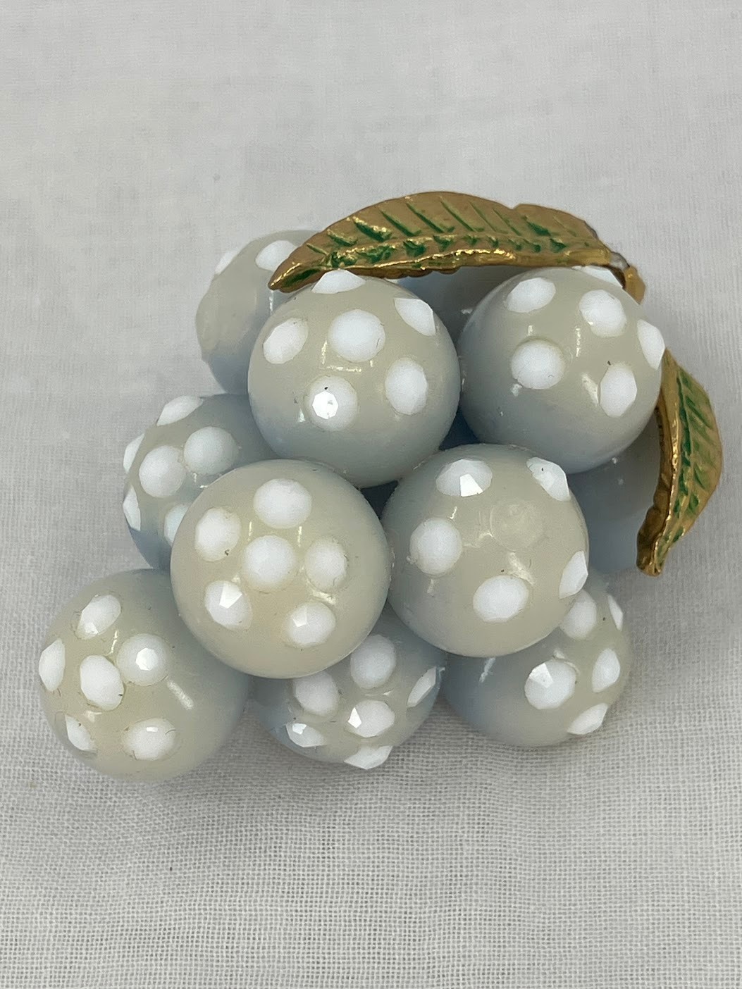 Vintage Forbidden Fruit Lucite Brooch Light Blue Grape Cluster Pin READ