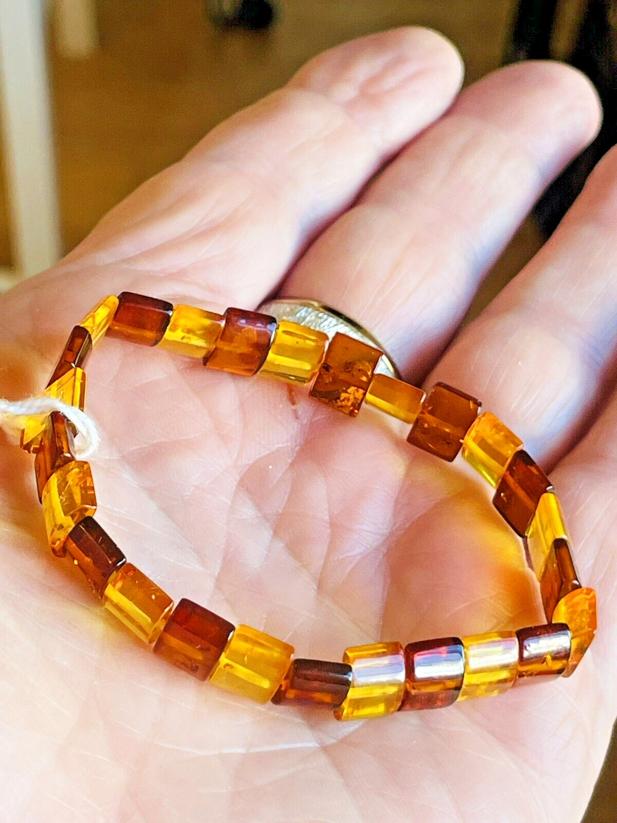 Genuine Baltic Amber Bracelet Vintage Butterscotch Egg Yolk Honey Cognac Polish