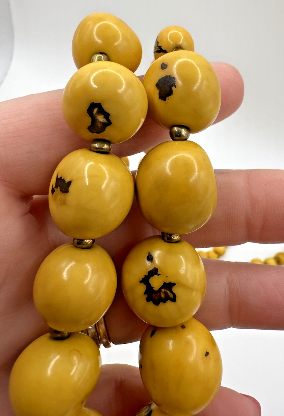 Butterscotch One of A Kind Beaded Statement Necklace with Gold Tone Spacer Beads