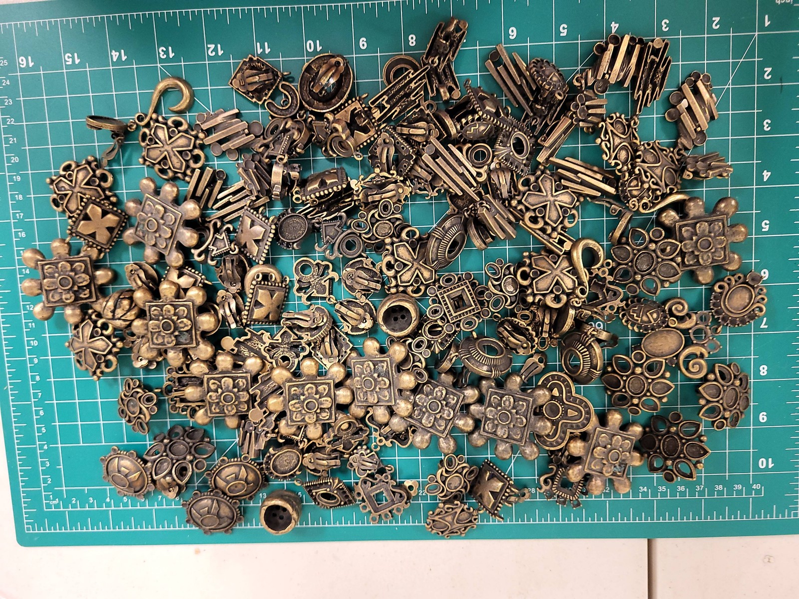Antique Bronze Tone Clip On Earrings Pendant Lot Jewelry Making Craft Supplies