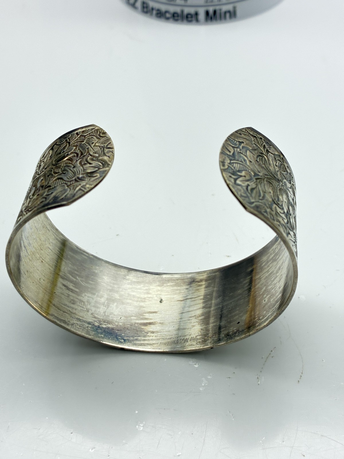 Vintage Bracelets Lot of 2 Silver Tone Floral Cuff and Abalone Shell Bangle