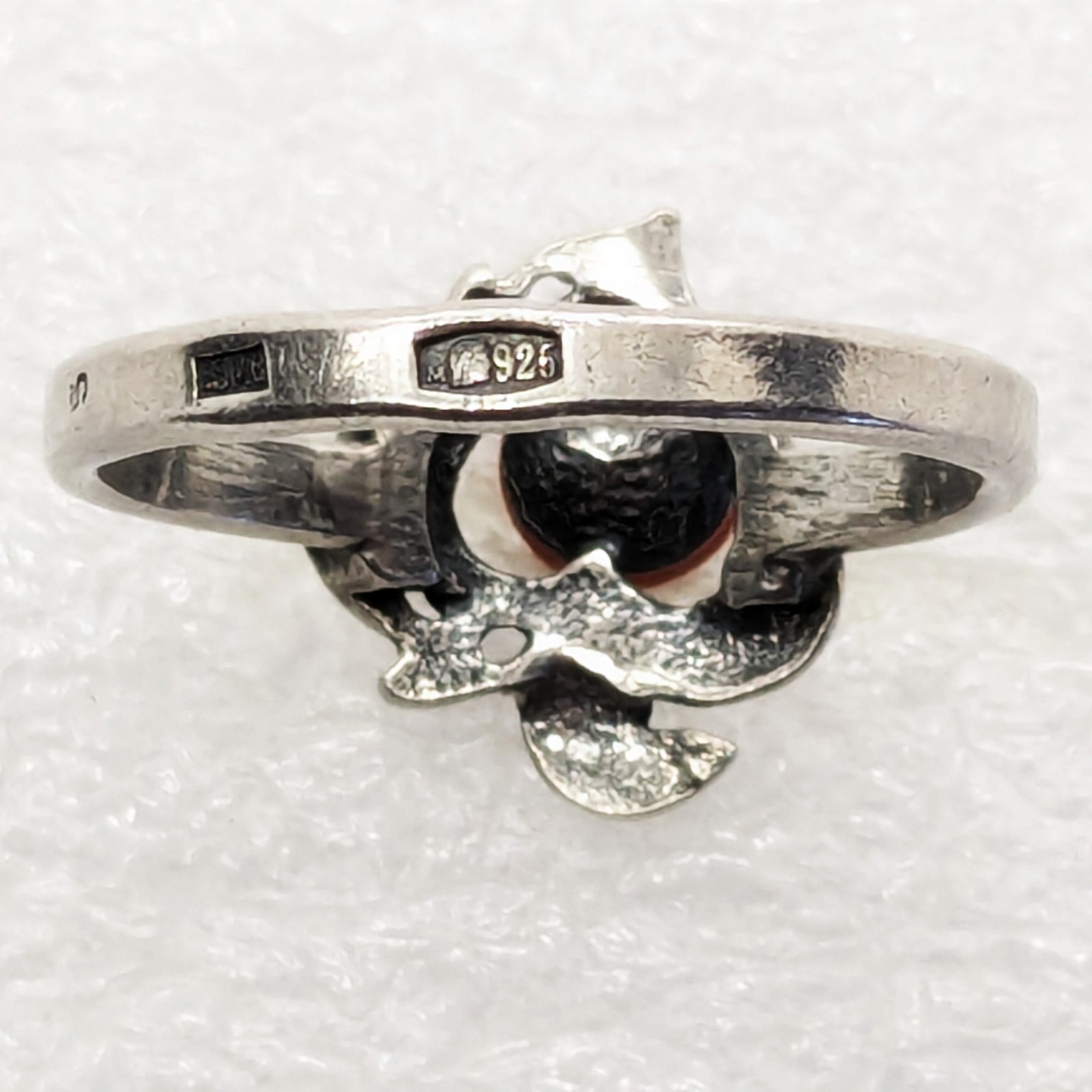 Vintage Rare Soviet RING Silver 925 with Chic Natural Coral-size:9.5US(19.5mm)#1