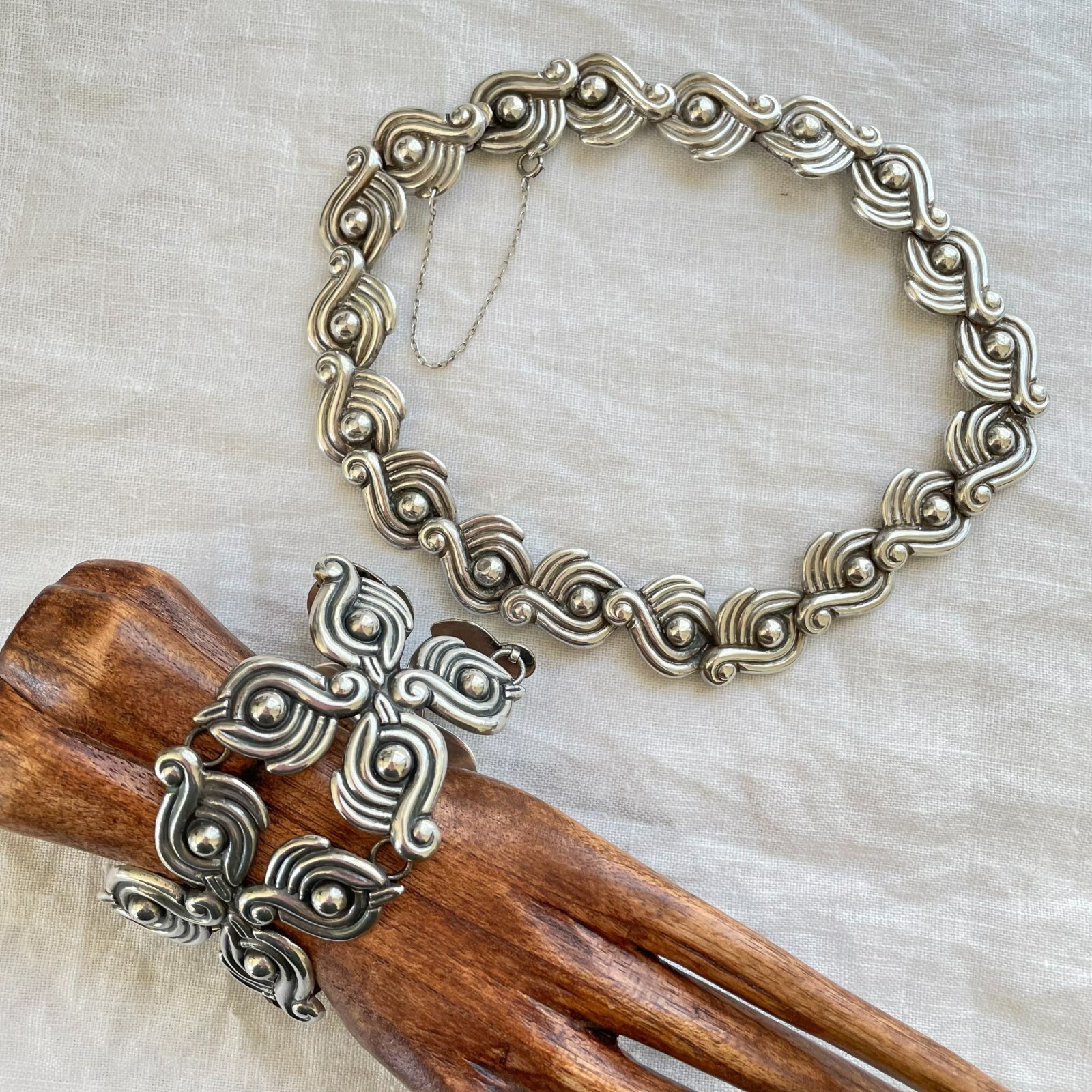 Vintage Los Castillo Necklace/Bracelet Set #122, Taxco Mexico Sterling