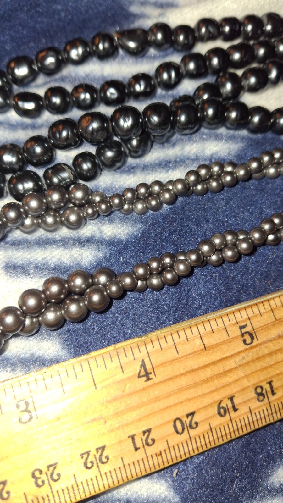 2 Vintage Strands Faux Pearls beads 1-rmn 1-unsigned 16in and 28 approx silvert