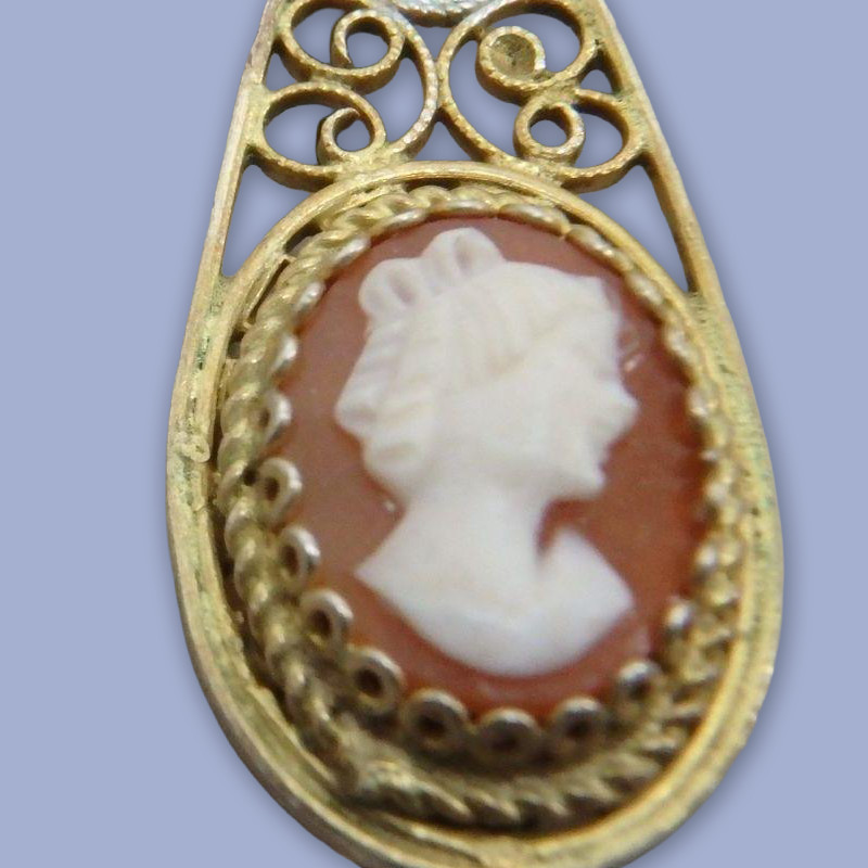 835 Silver Antique/Vintage Italian Carved Shell Cameo Earrings