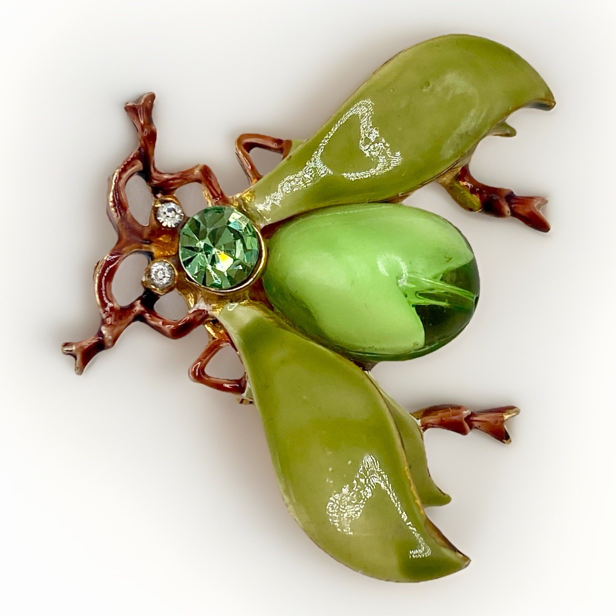 Original By Robert Green Insect Brooch Signed Enamel Rhinestone Bug Pin Vintage