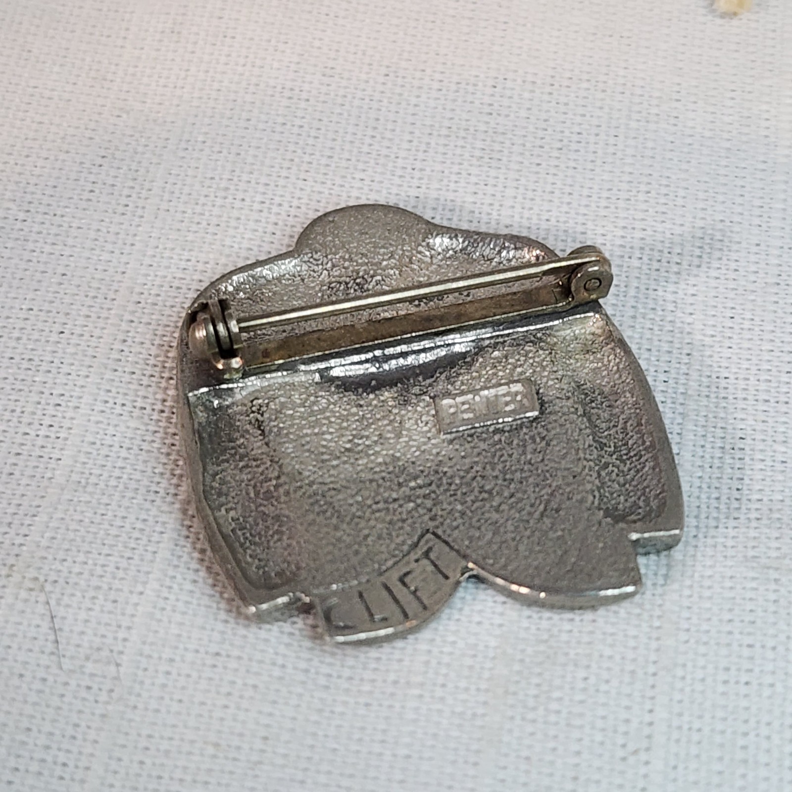 Jim Clift Vintage Pewter Sports Coat Lapel Pin, Nice!
