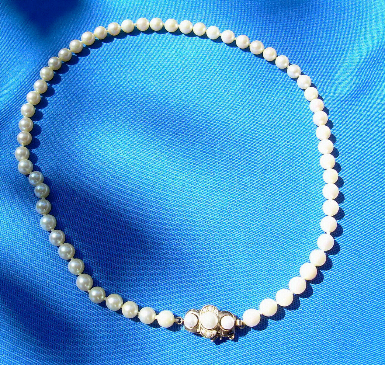 Original Vintage PEARL NECKLACE CHOKER Solid 14K GOLD Art Deco GATSBY ERA CLASP