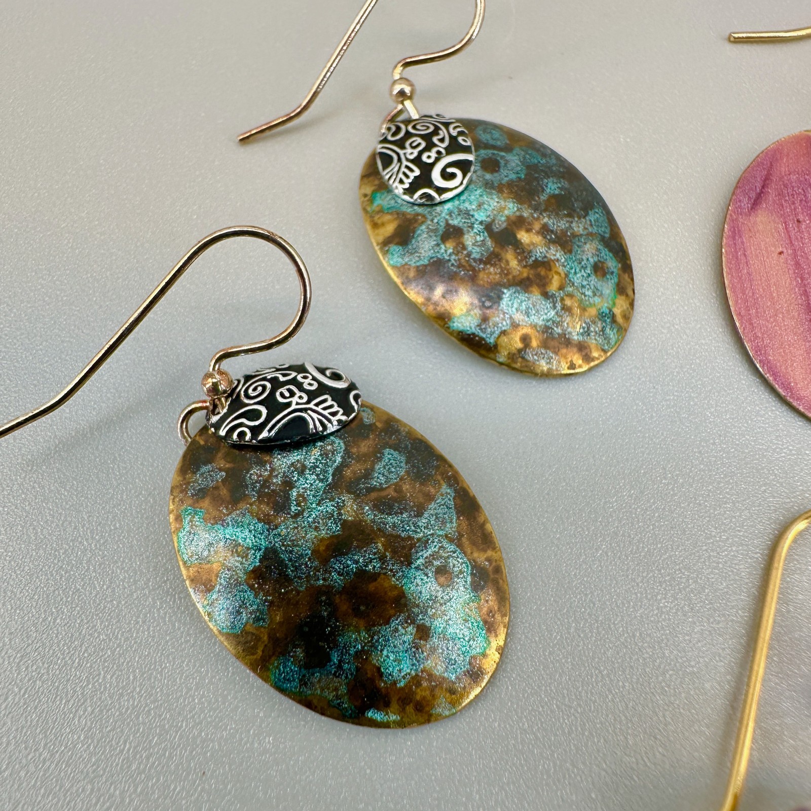 Vintage Bohemian Artisan Earrings Lot Mixed Metals Dangle Pierced Earth Tone