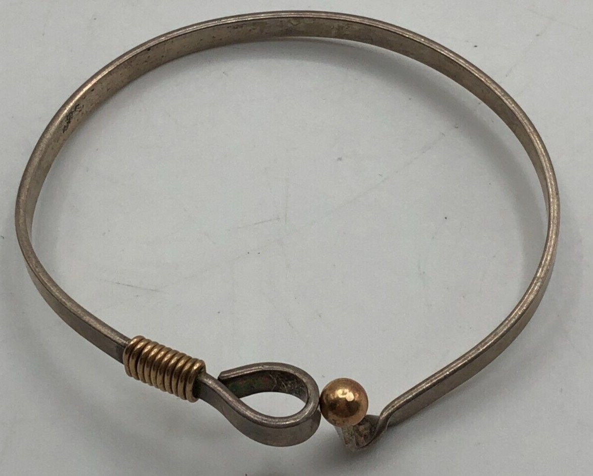 VTG Sterling Silver Tested Clamper Toggle Clasp Bracelet Artisan Jewelry 11.2 Gr