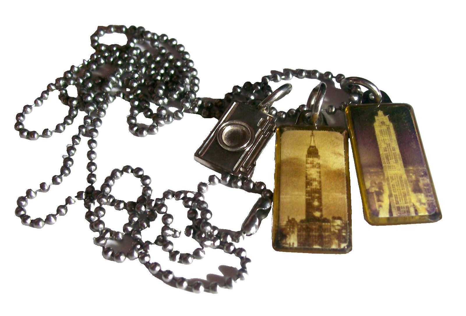 LUCY LU DESIGNS NYC BUILDINGS CHARM NECKLACE-Signed