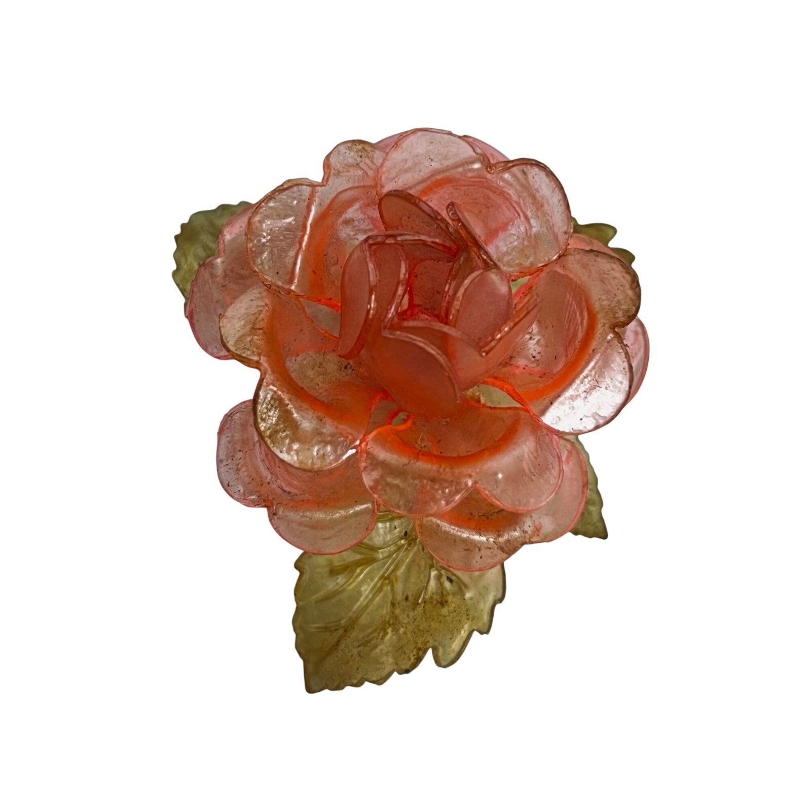 Vintage Pair Of Plastic Flower Brooches With Floral Bouquet & Rose Design (5771)