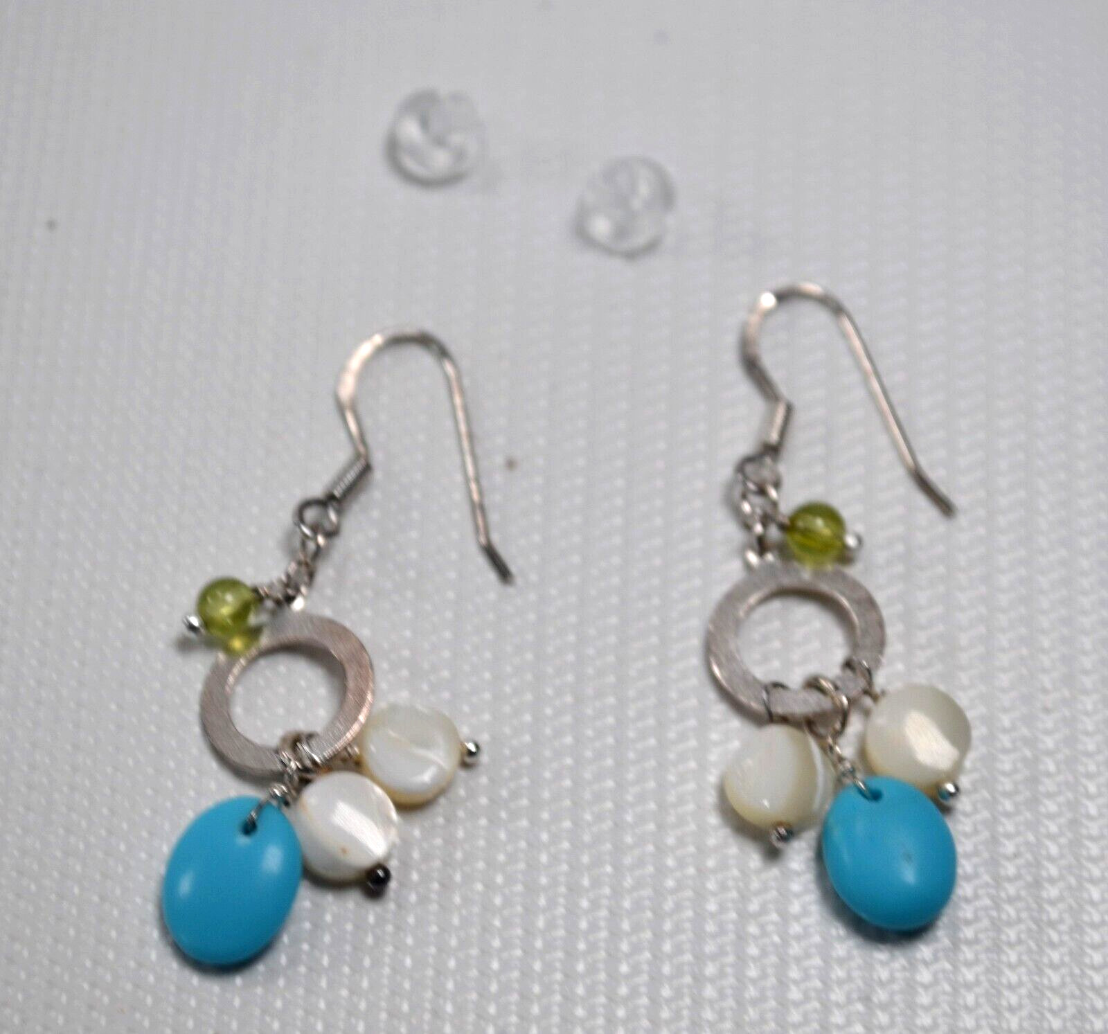 Silver Tone 925 Hook Dangle Pierced Earrings 1.78″