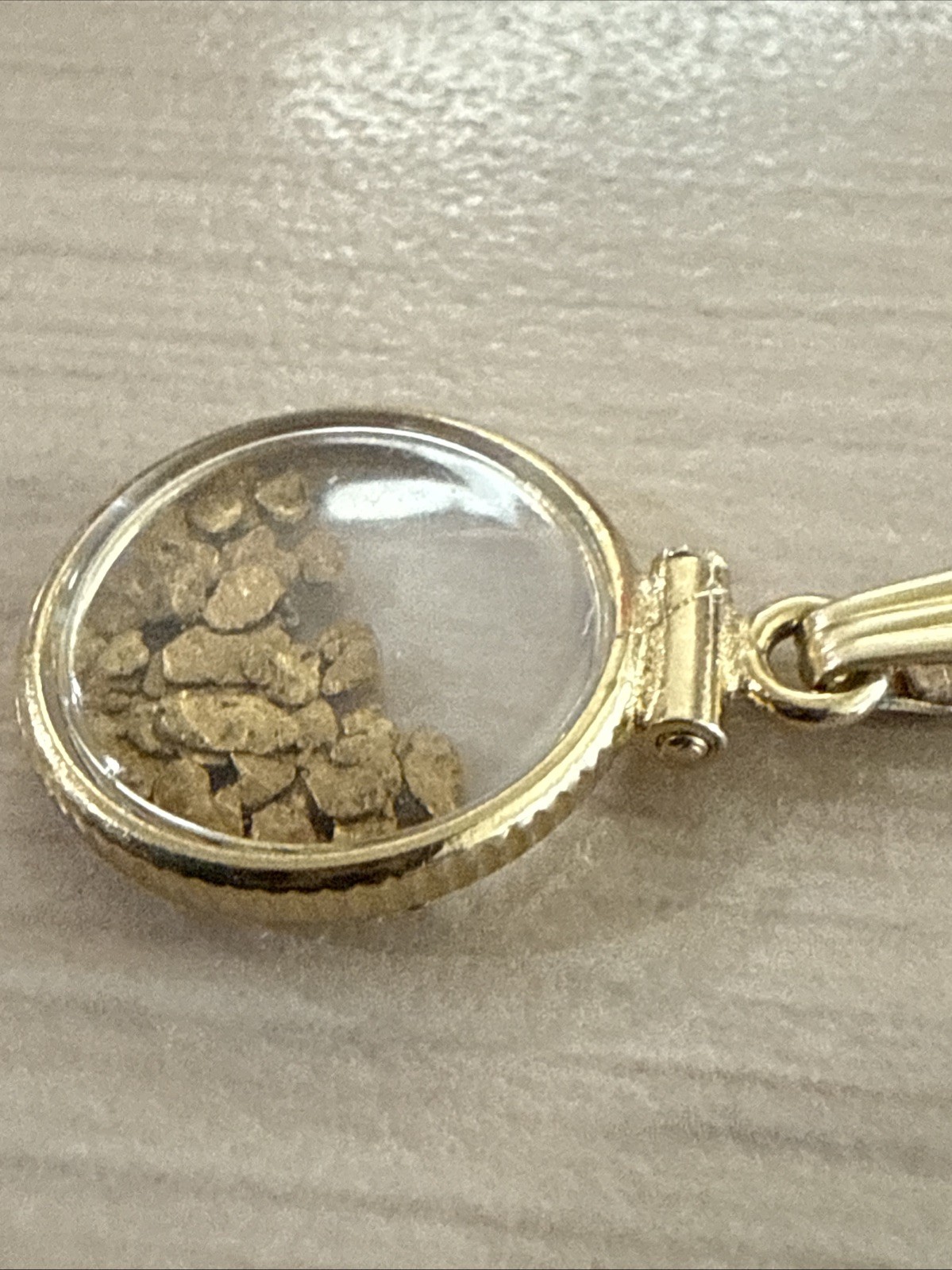 Vintage Gold Filled Frame Charm With Gold Flakes Pendant