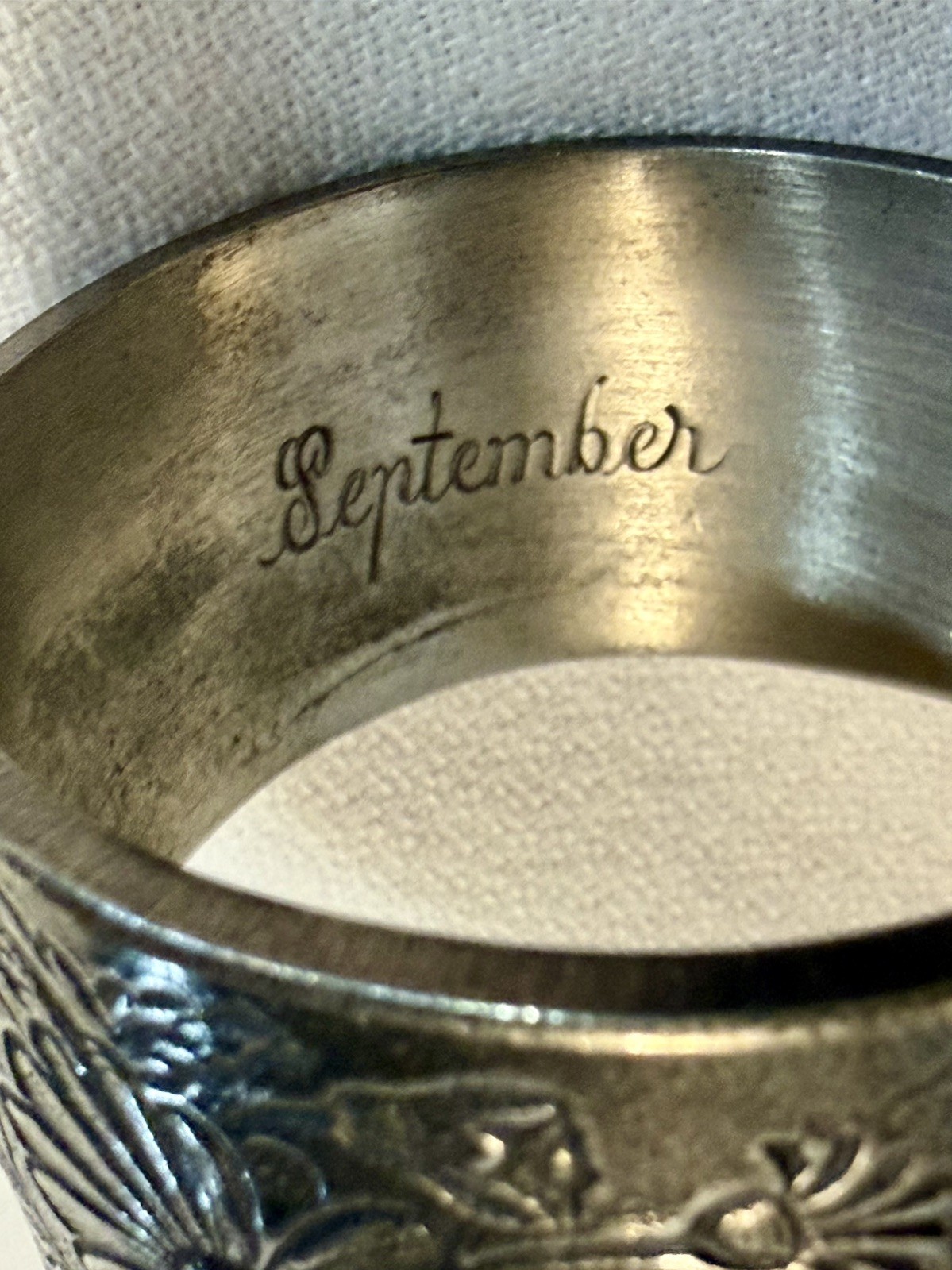 Vintage Salisbury Pewter Cuff Bracelet September Aster Birth Flower FREE SHIP