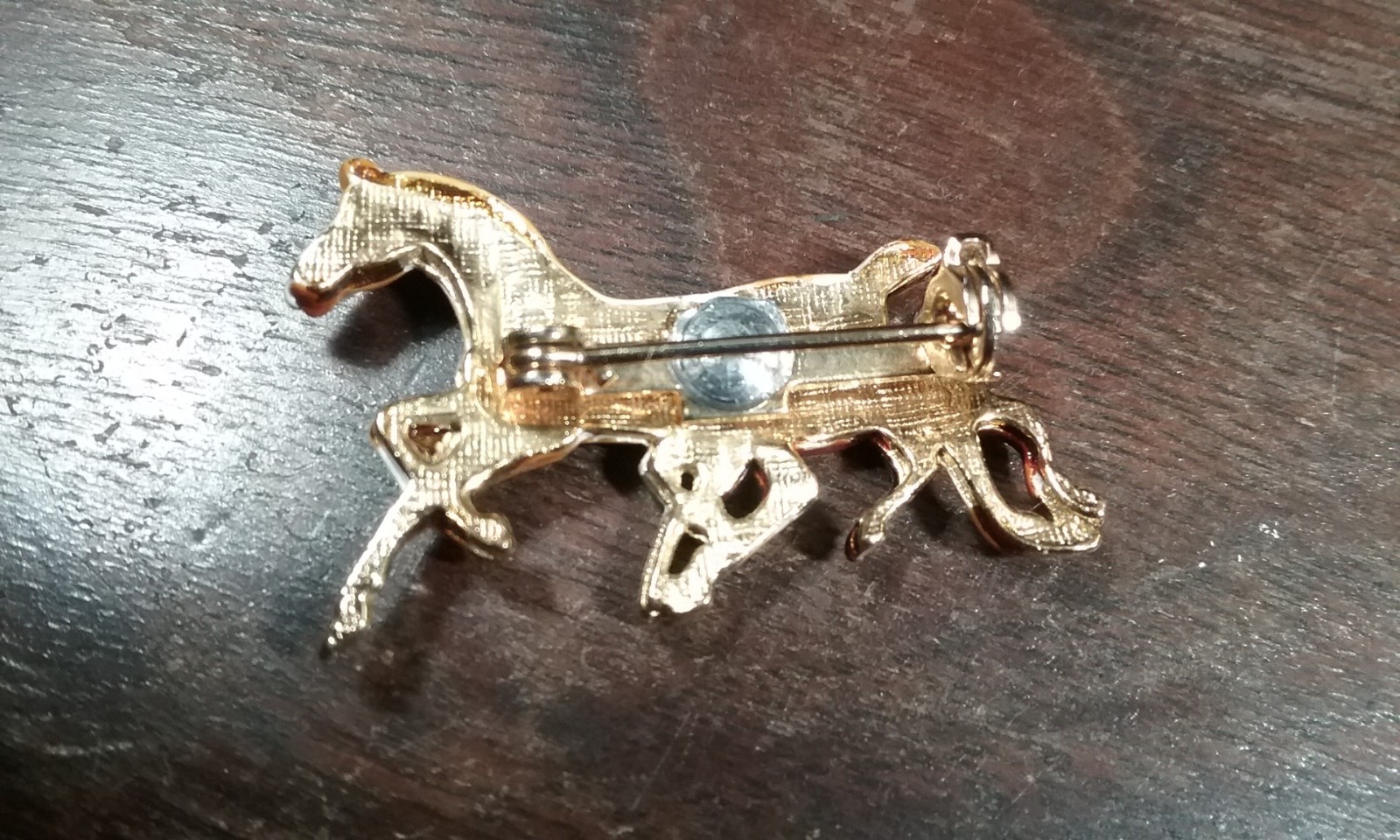 Vintage Enamel Mother & Foal Horses Equestrian Brooch