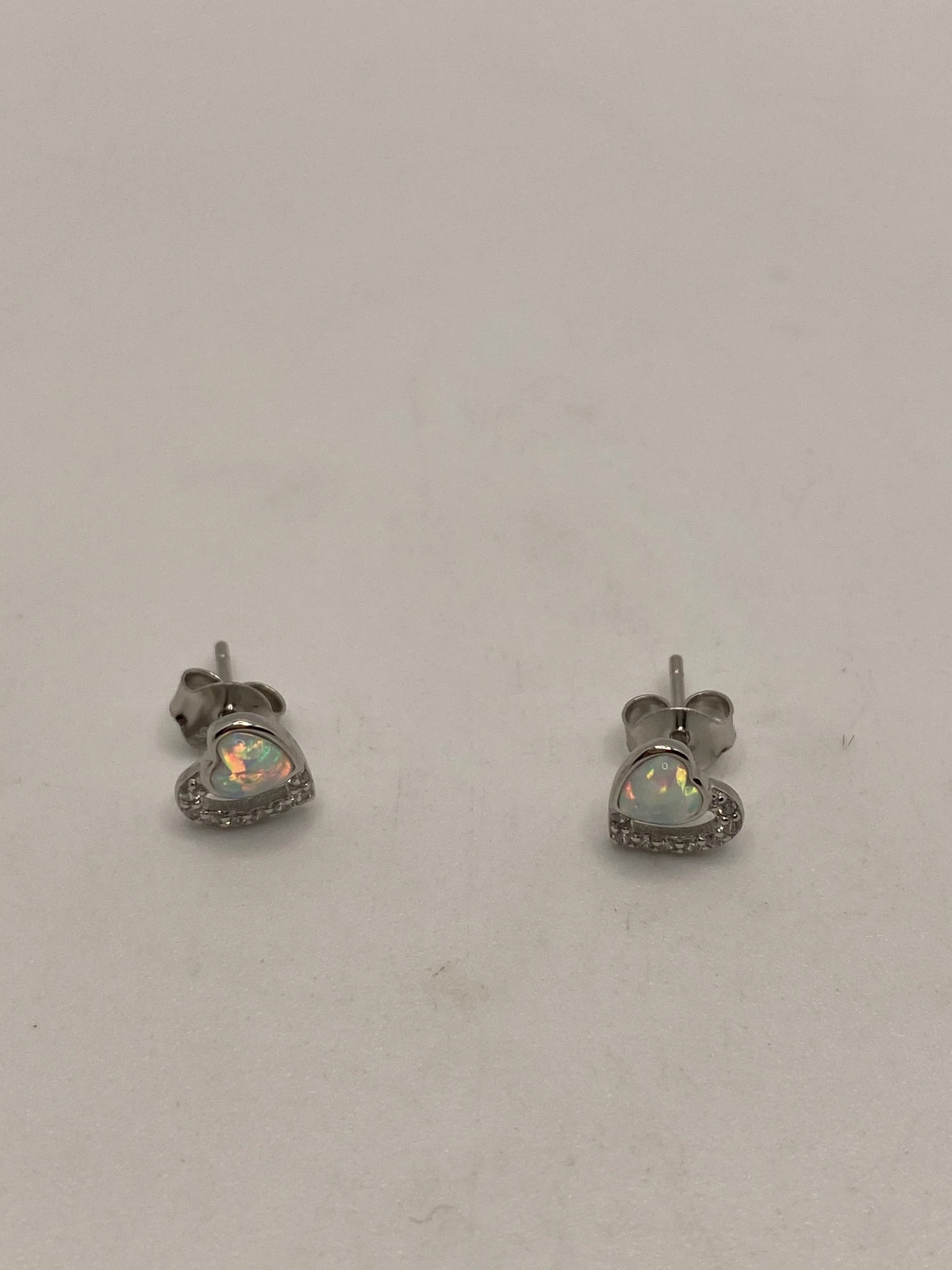 Vintage Opal Earrings 925 Sterling Silver Stud Button simple every day minimal