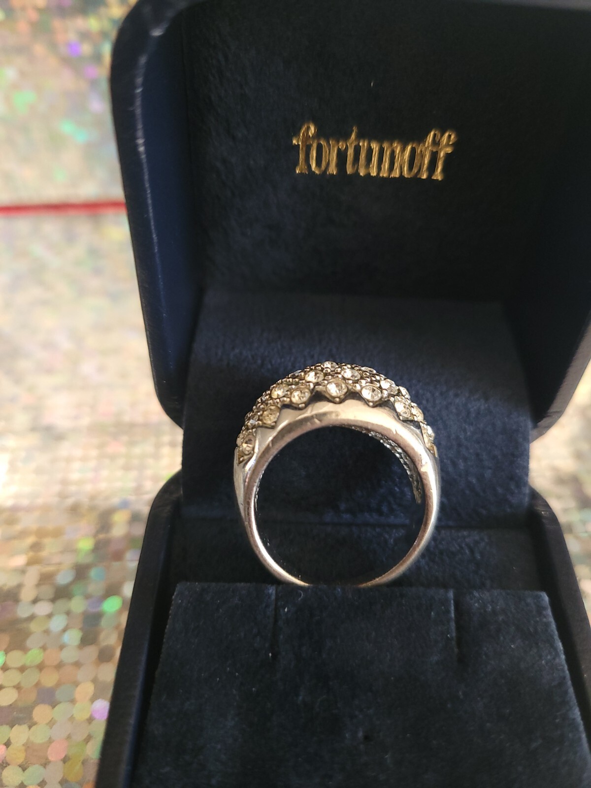 Sterling Silver heavy CZ Band Cocktail Ring size 7 3/4 ✨️ Possible 8. Read