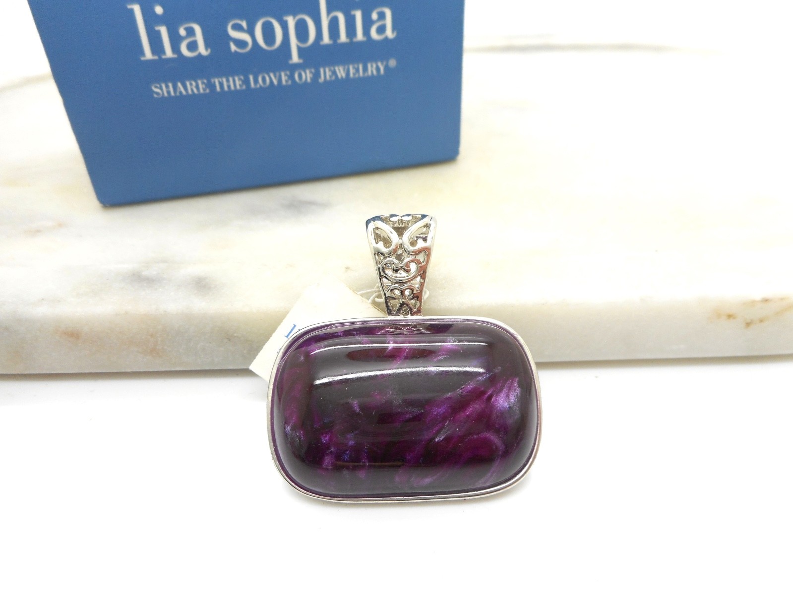 Vintage Lia Sophia Pendant 1980’s Purple Natural Stone Never Used