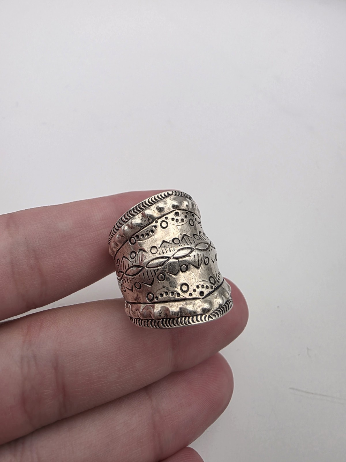 Vintage Designer BBJ Southwestern Sterling Silver 925 Ring Size 10.5