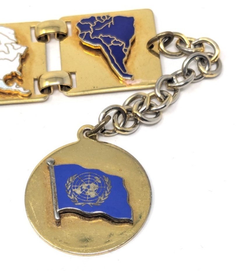 Vintage 60s United Nations Geoscheme Continental Regions Bracelet Bates & Klinke