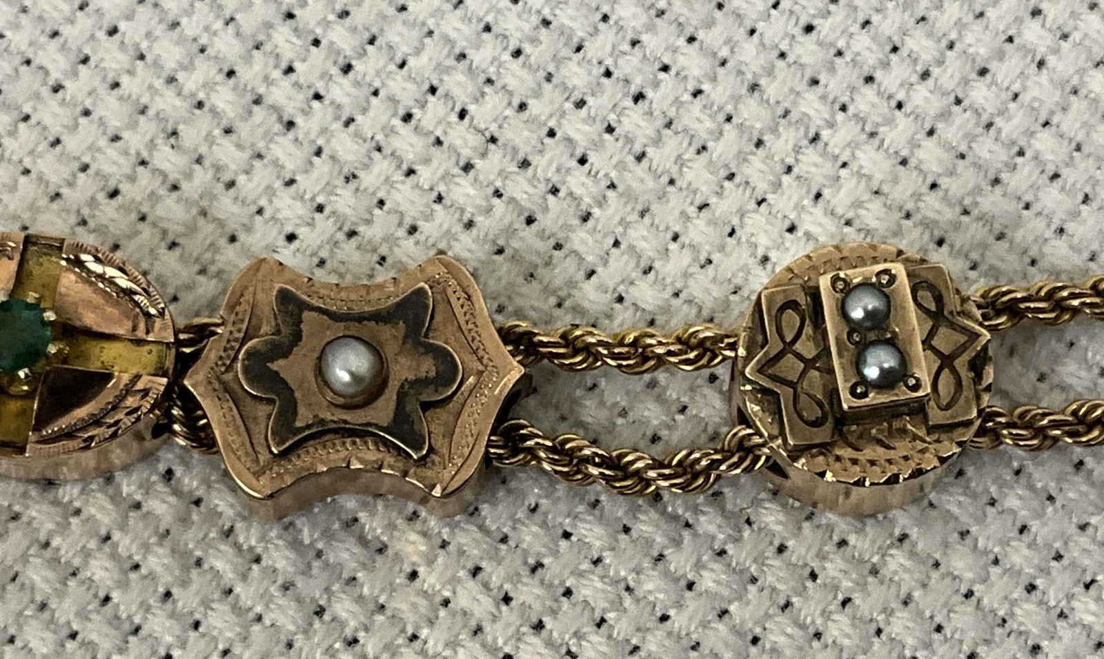 Fabulous Antique 8 Slides Victorian Gold Filled Watch Chain Necklace
