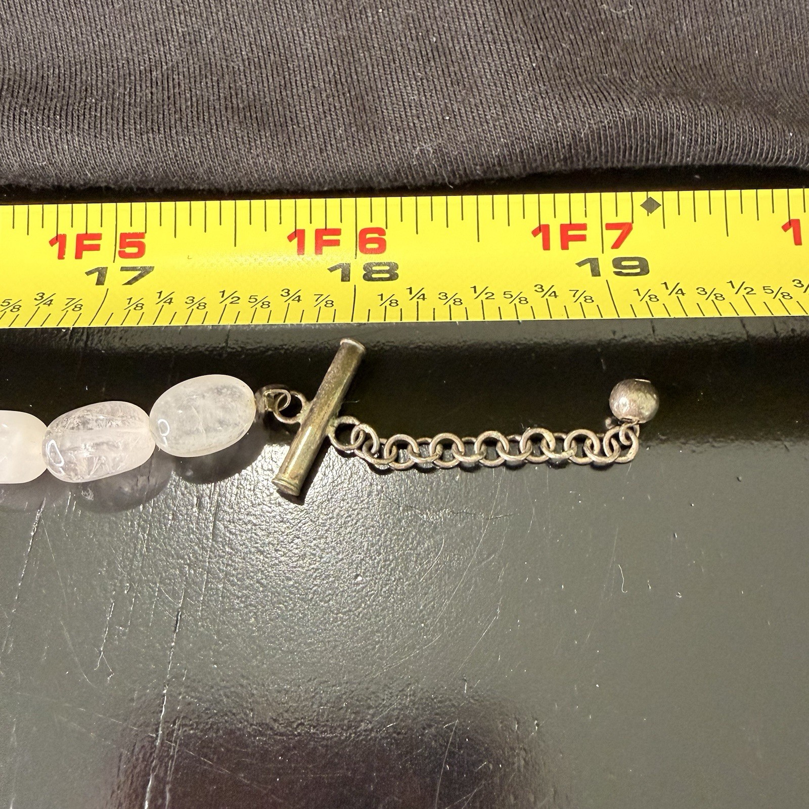 Vintage White Quartz Graduated Bead Necklace Statement Strand Toggle Clasp