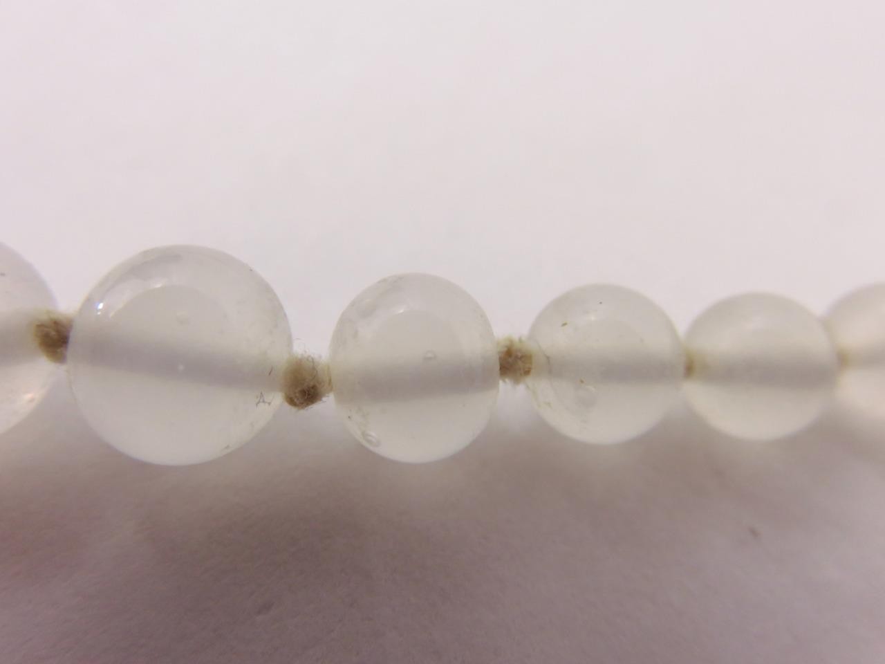 Rose Quartz Necklace Pale Pink Graduated Beads Hand Knot Sterling Silver Clasp