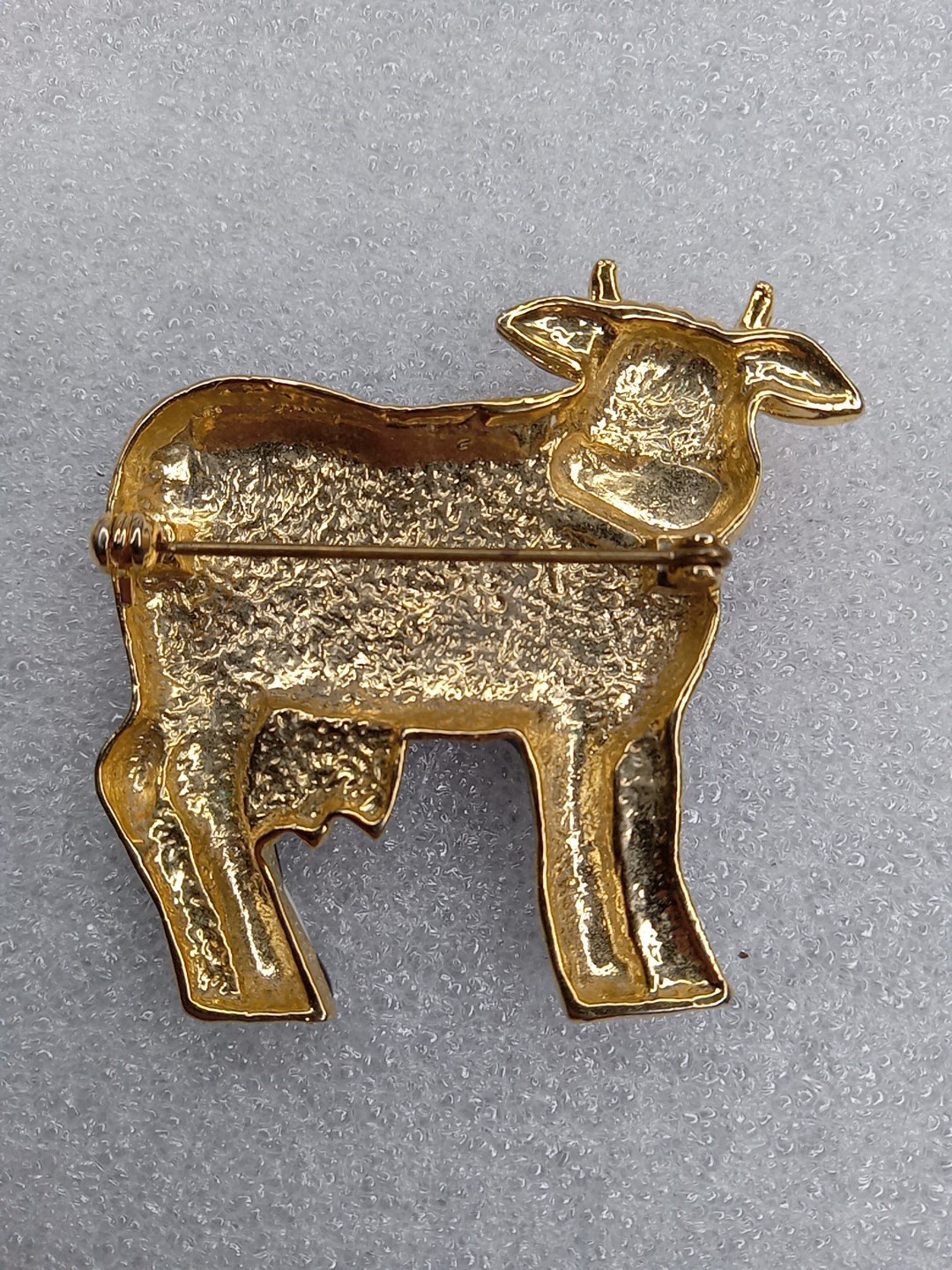 Vintage Holstein Cow Brooch Pin Gold Tone Black White Farm Animal