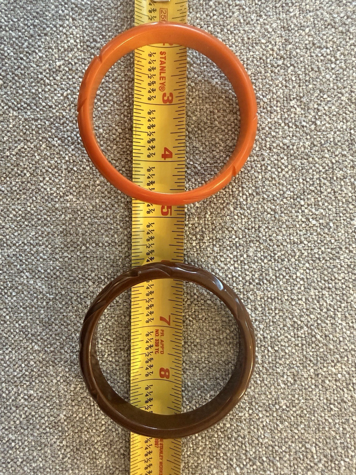 Set Of 2 Vintage Carved Bakelite Bangles