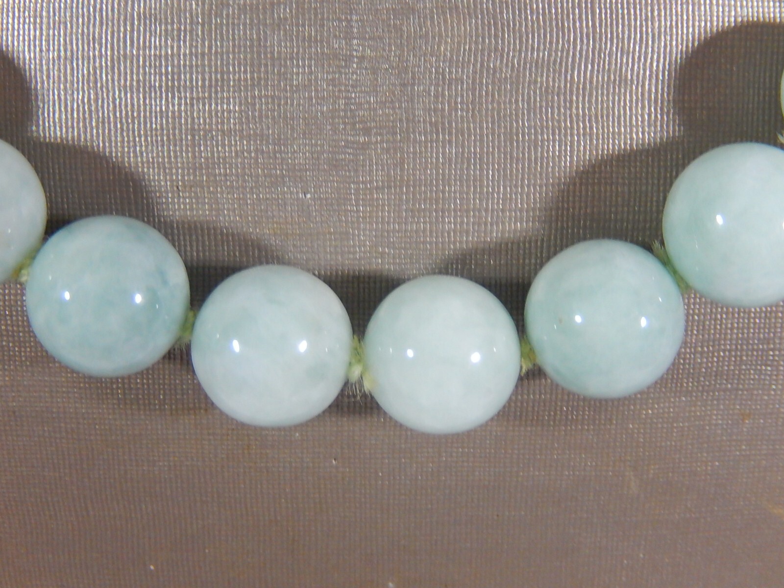 VTG FINE QUALITY AMAZONITE 12mm BEAD HAND KNOTTED NECKLACE W 925 MARCASITE CLASP