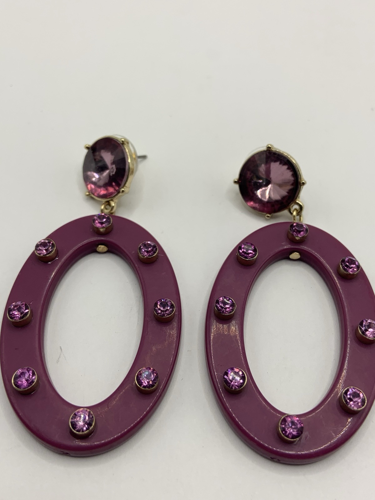 Sugarfix Purple Acrylic Rhinestone Oval Dangle Earrings