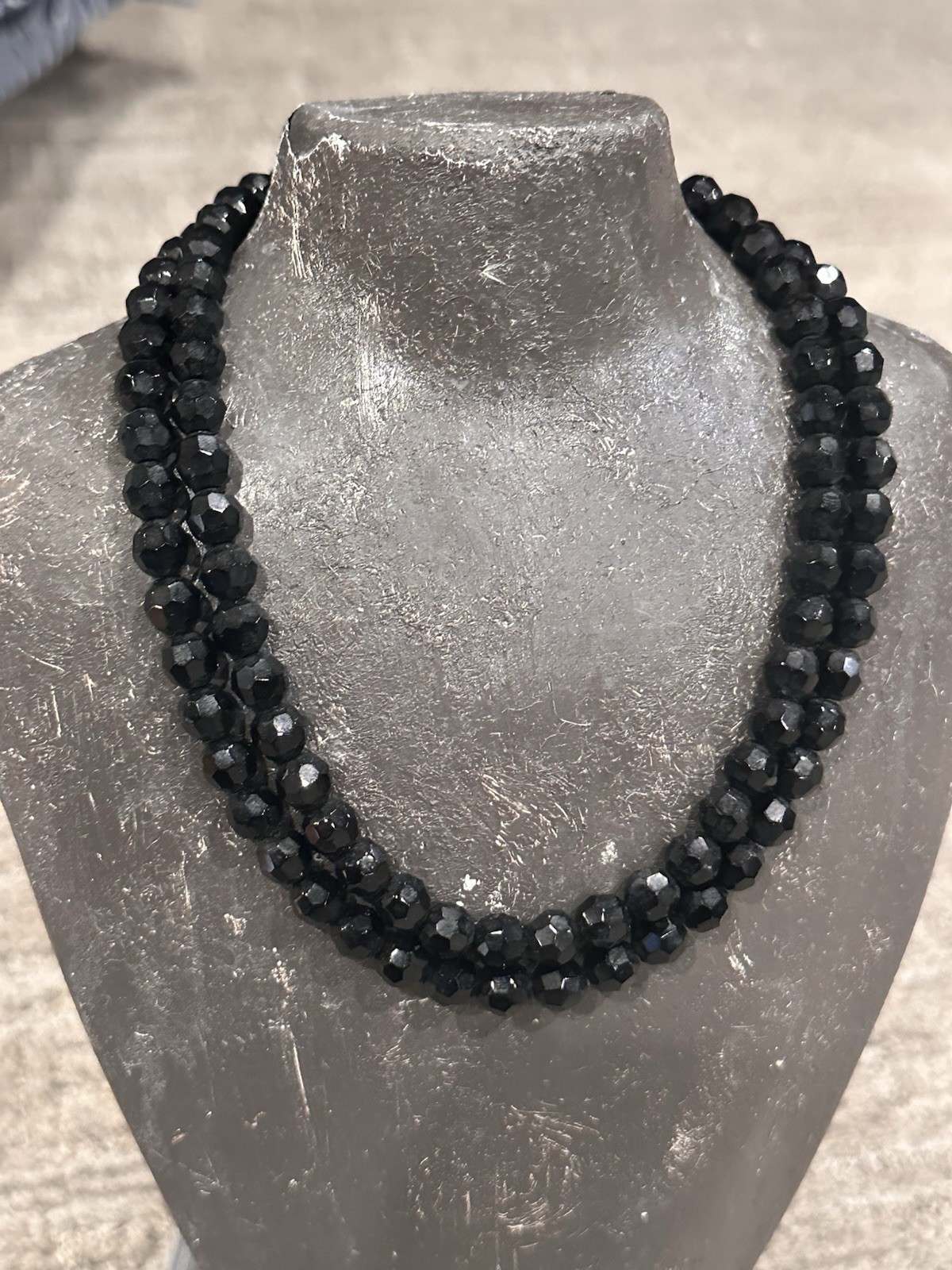 WEST GERMAN JAPAN WHITE BLACK GLASS LUCITE BEAD NECKLACE CLIP ON EARRING SET LOT